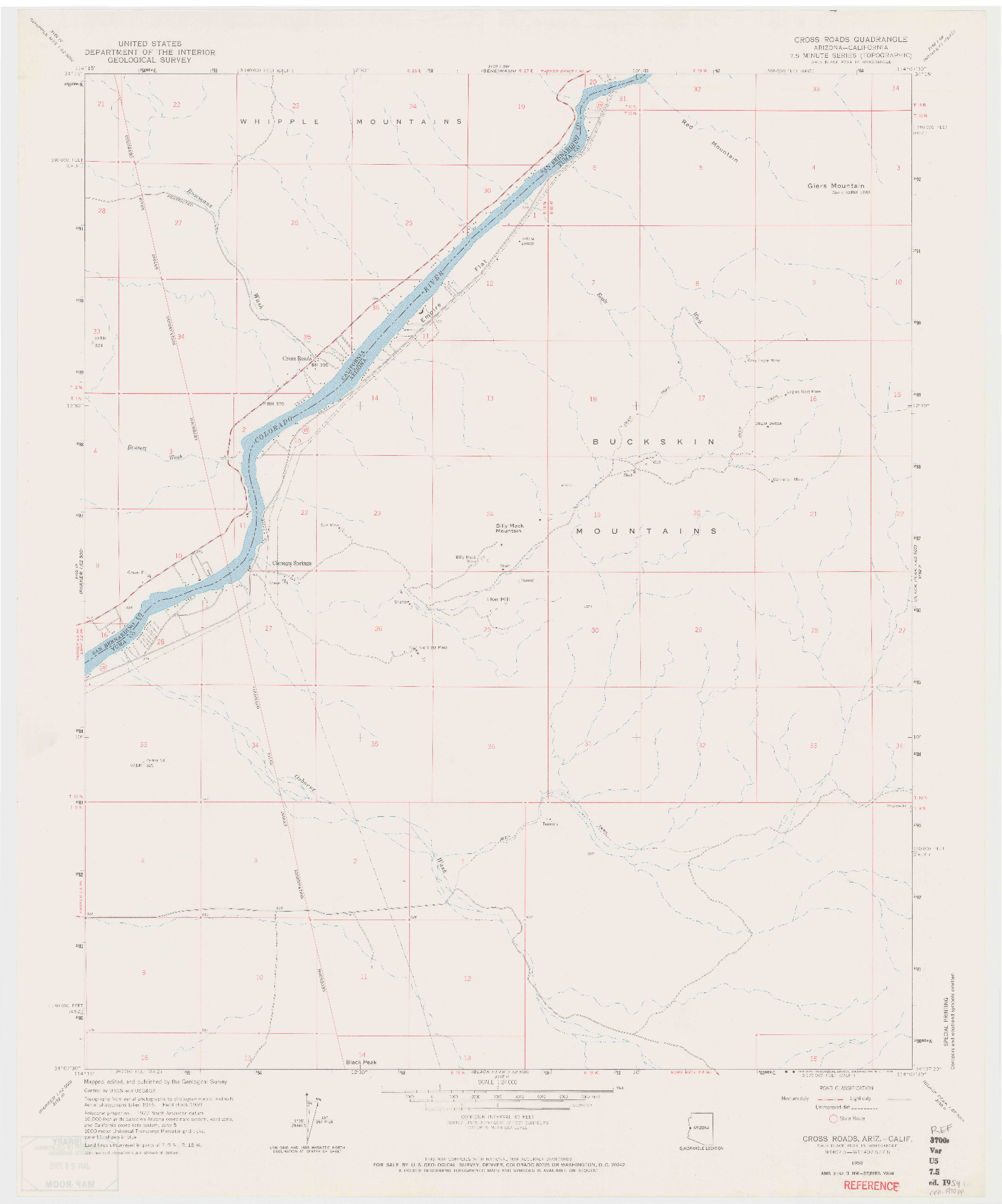 USGS 1:24000-SCALE QUADRANGLE FOR CROSS ROADS, AZ 1959