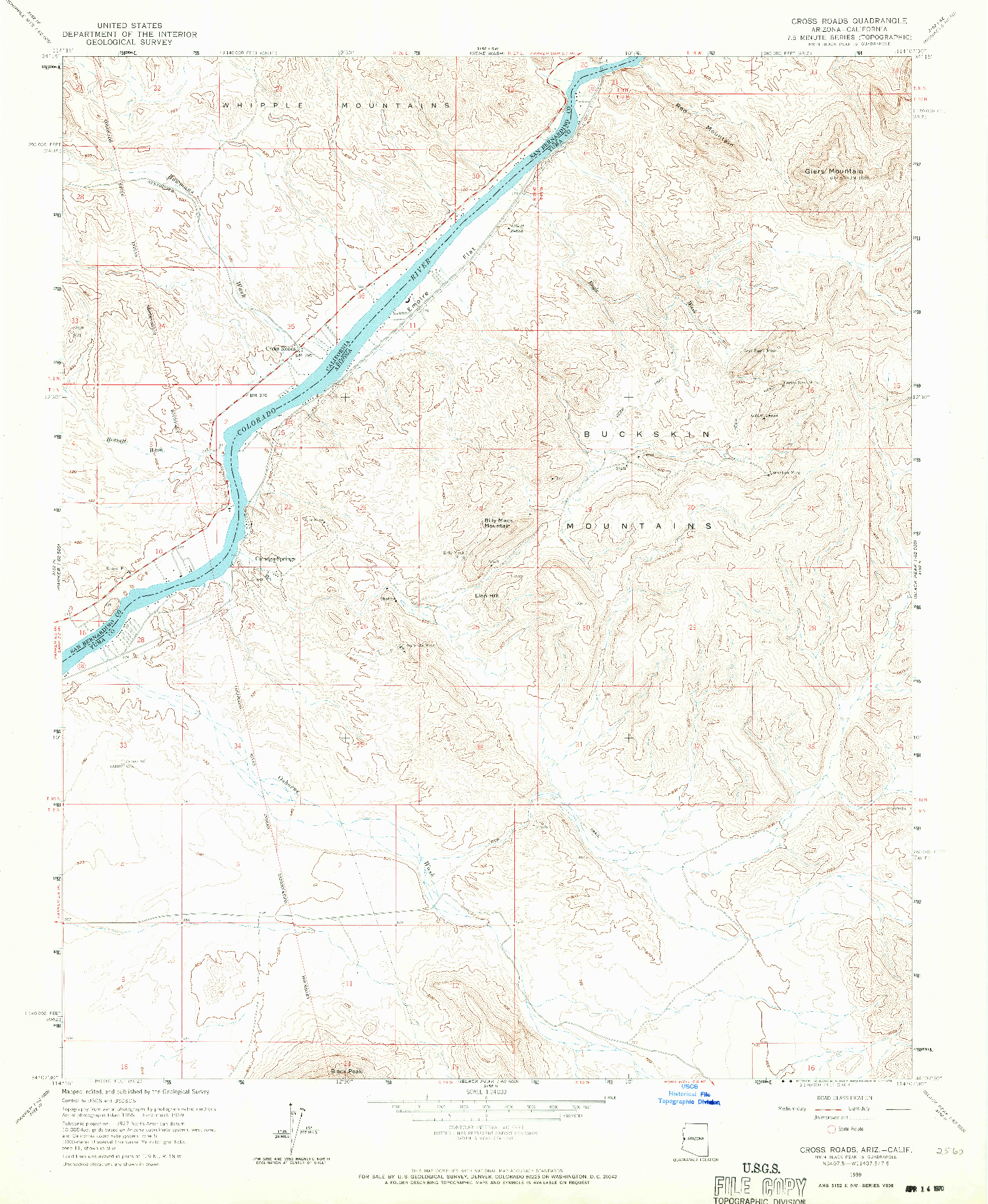 USGS 1:24000-SCALE QUADRANGLE FOR CROSS ROADS, AZ 1959