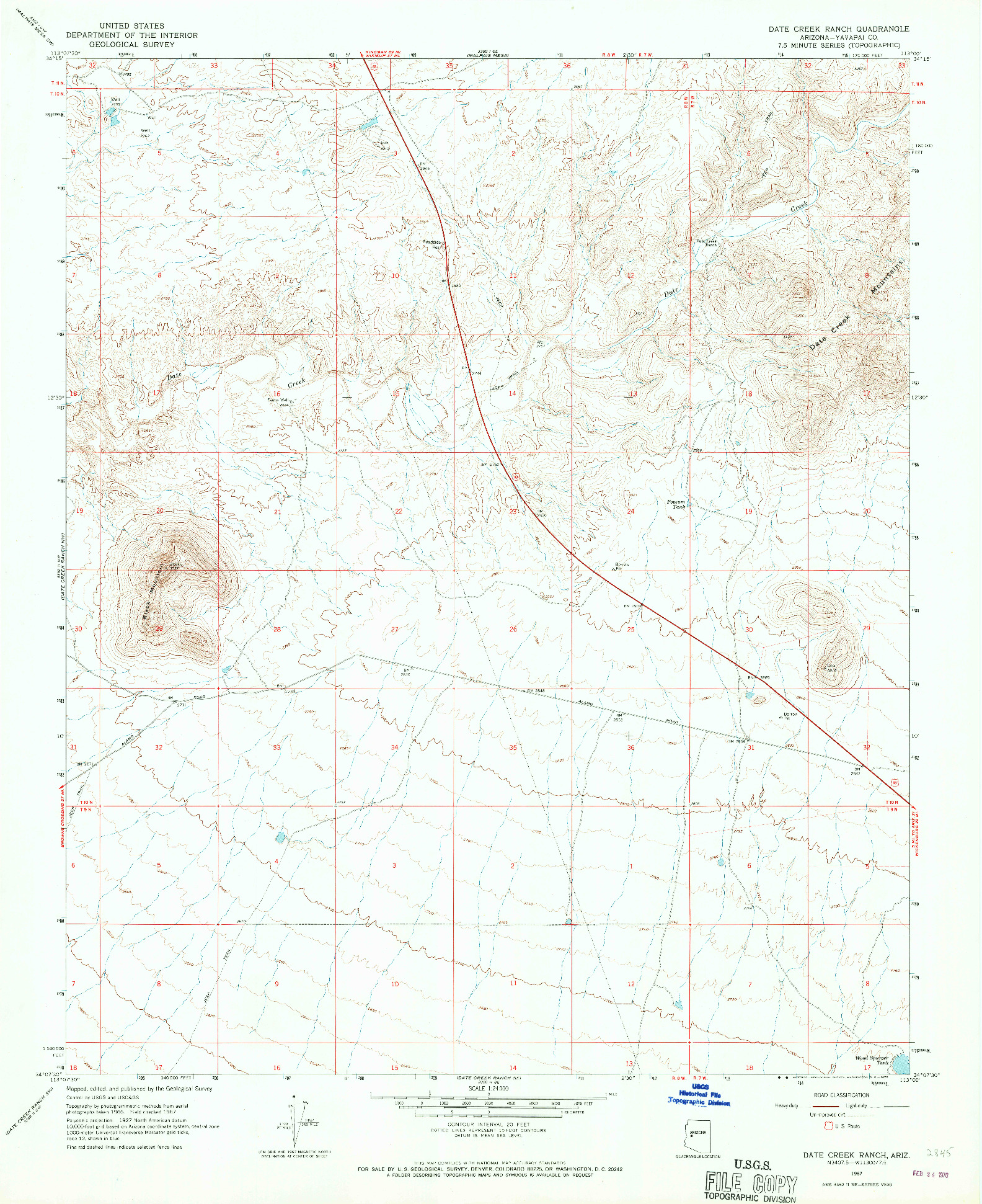 USGS 1:24000-SCALE QUADRANGLE FOR DATE CREEK RANCH, AZ 1967