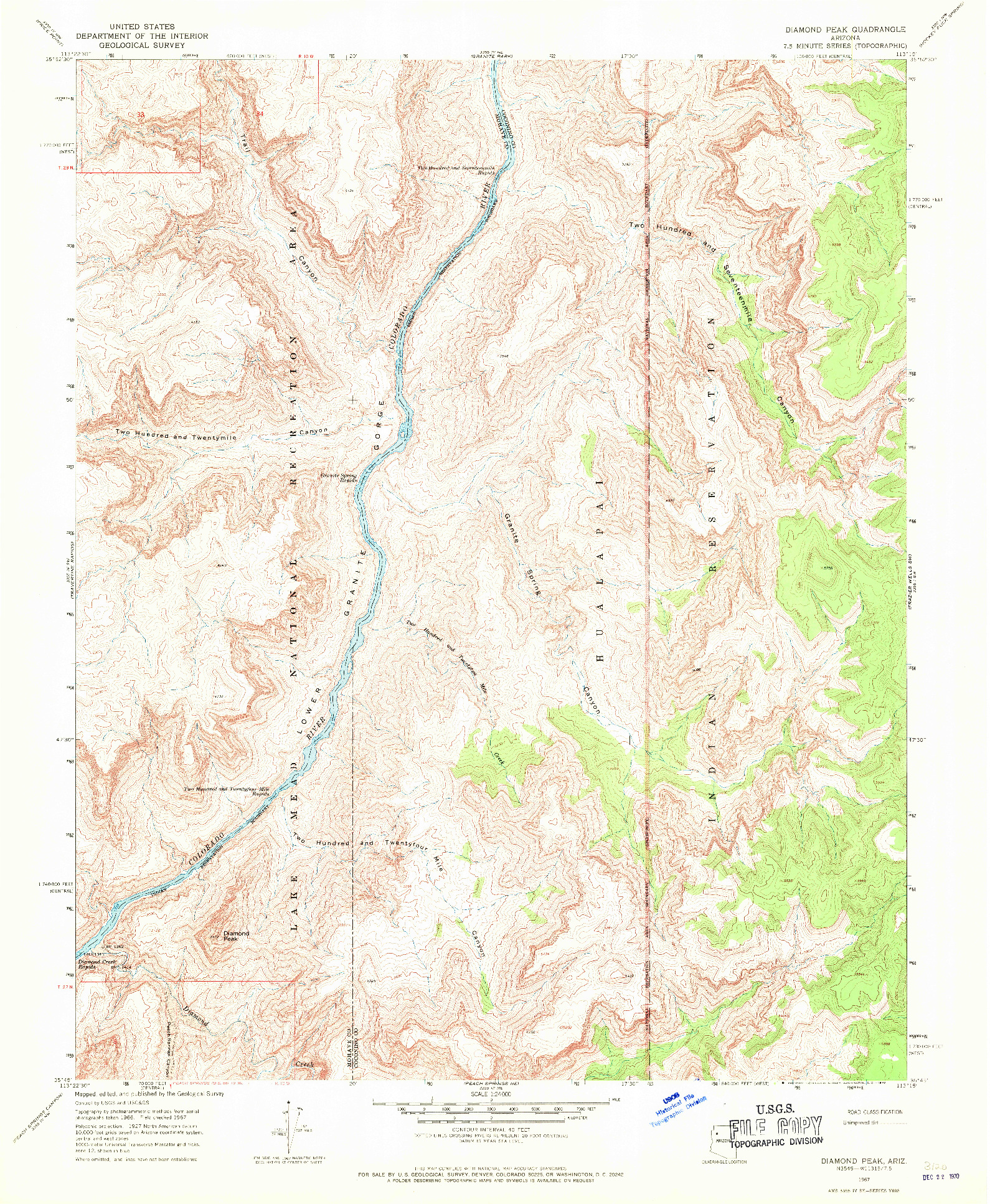 USGS 1:24000-SCALE QUADRANGLE FOR DIAMOND PEAK, AZ 1967