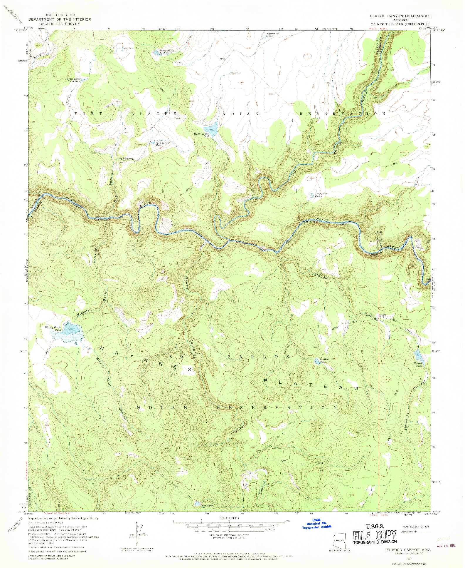 USGS 1:24000-SCALE QUADRANGLE FOR ELWOOD CANYON, AZ 1967