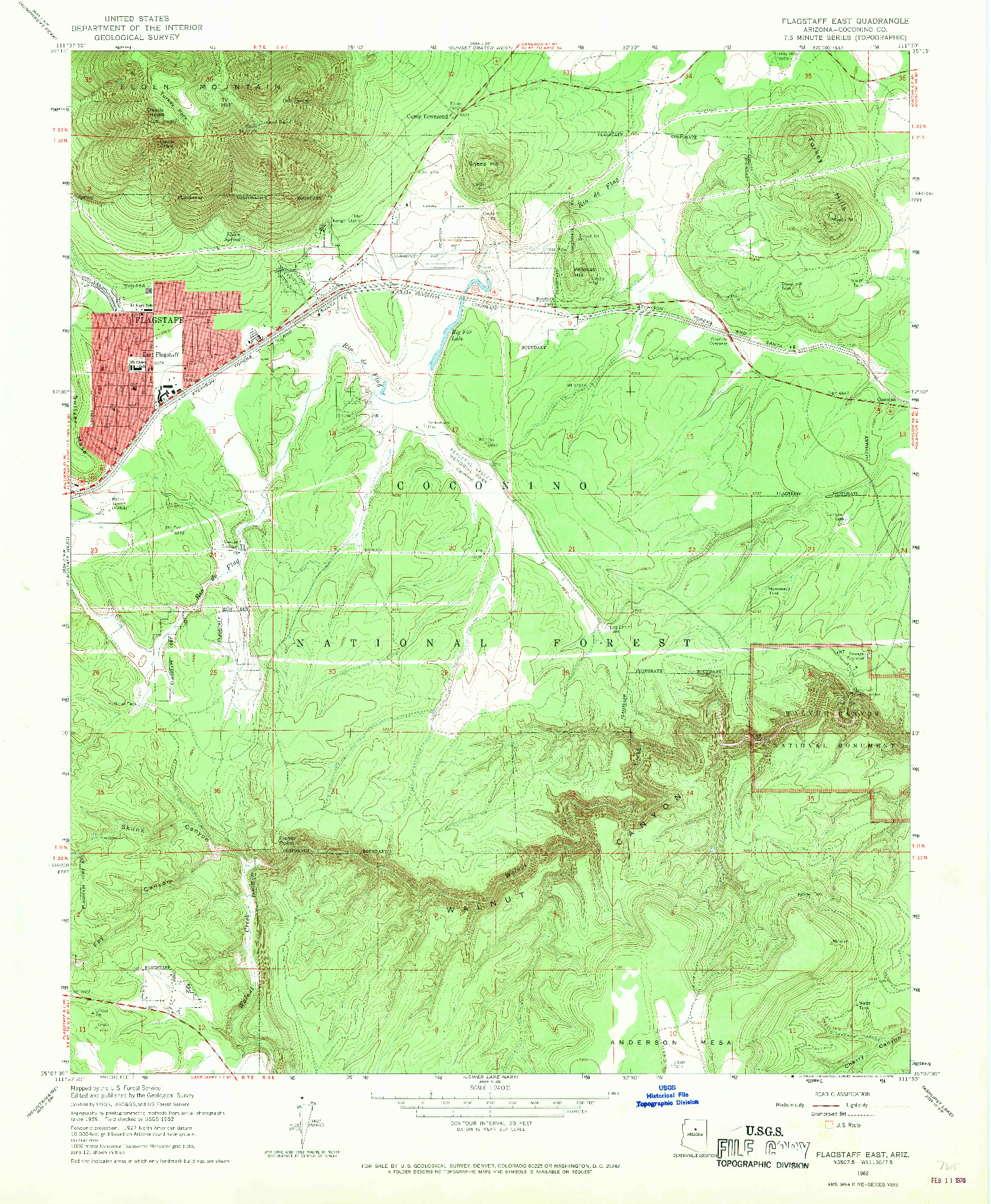 USGS 1:24000-SCALE QUADRANGLE FOR FLAGSTAFF EAST, AZ 1962