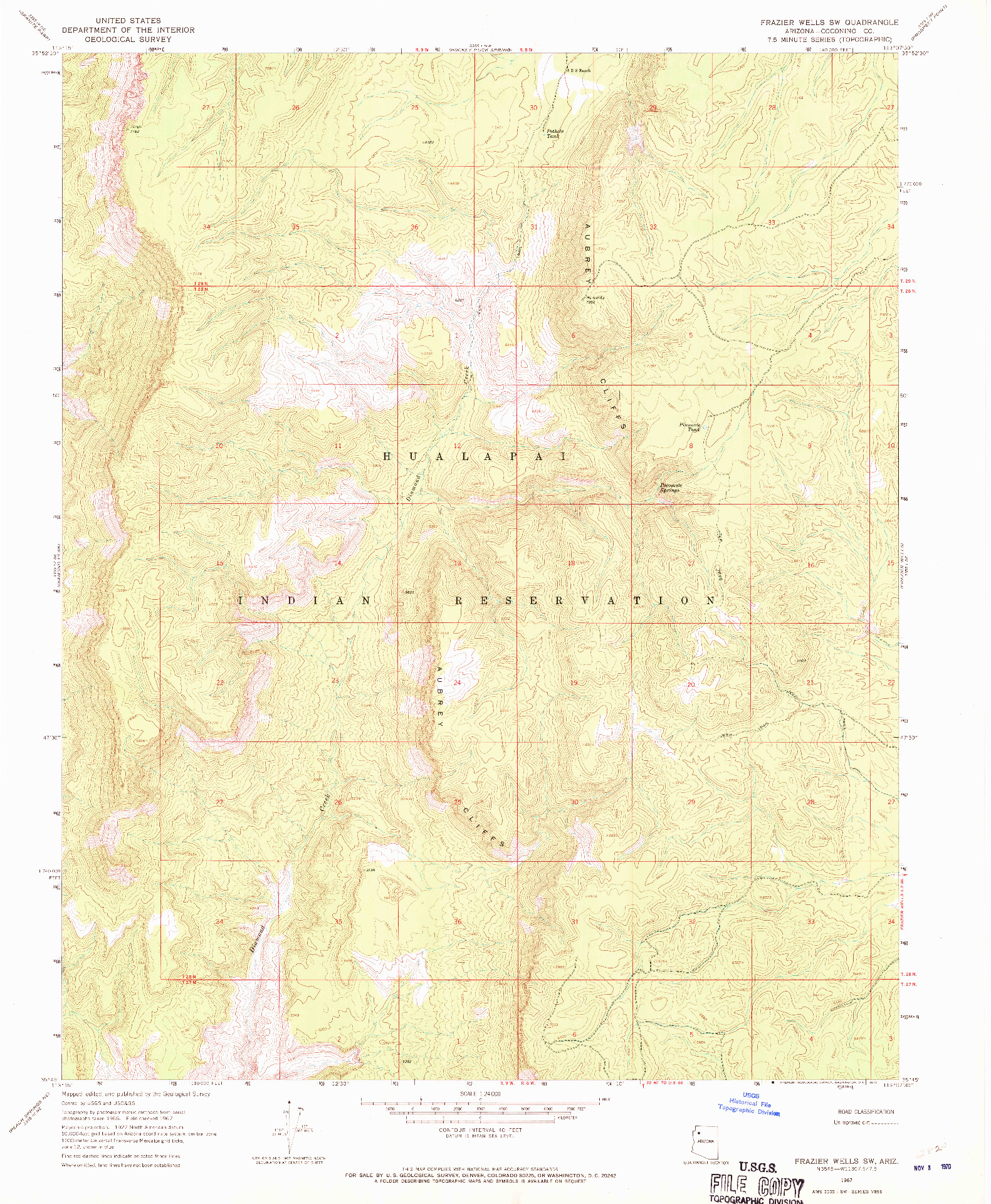 USGS 1:24000-SCALE QUADRANGLE FOR FRAZIER WELLS SW, AZ 1967