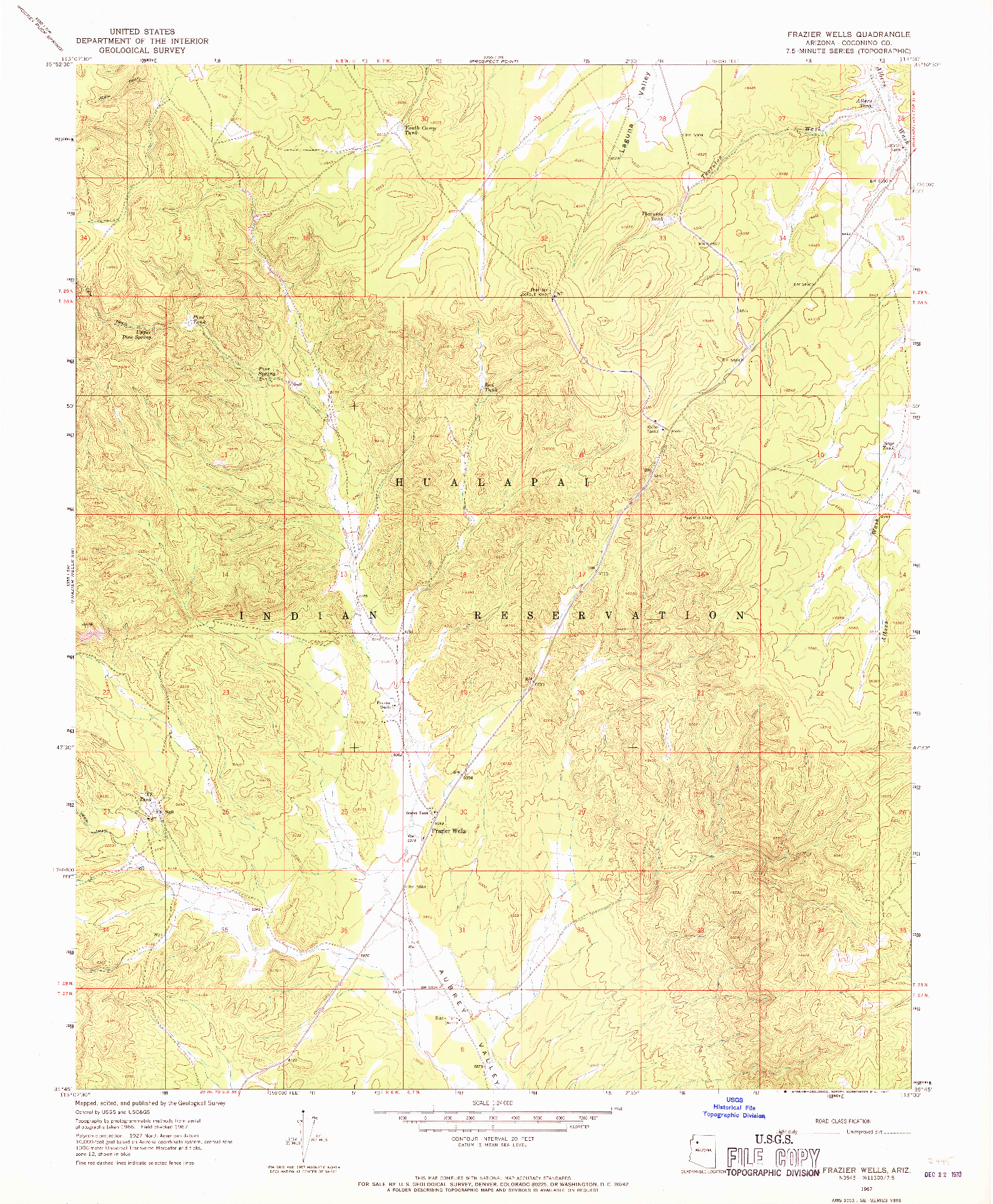 USGS 1:24000-SCALE QUADRANGLE FOR FRAZIER WELLS, AZ 1967