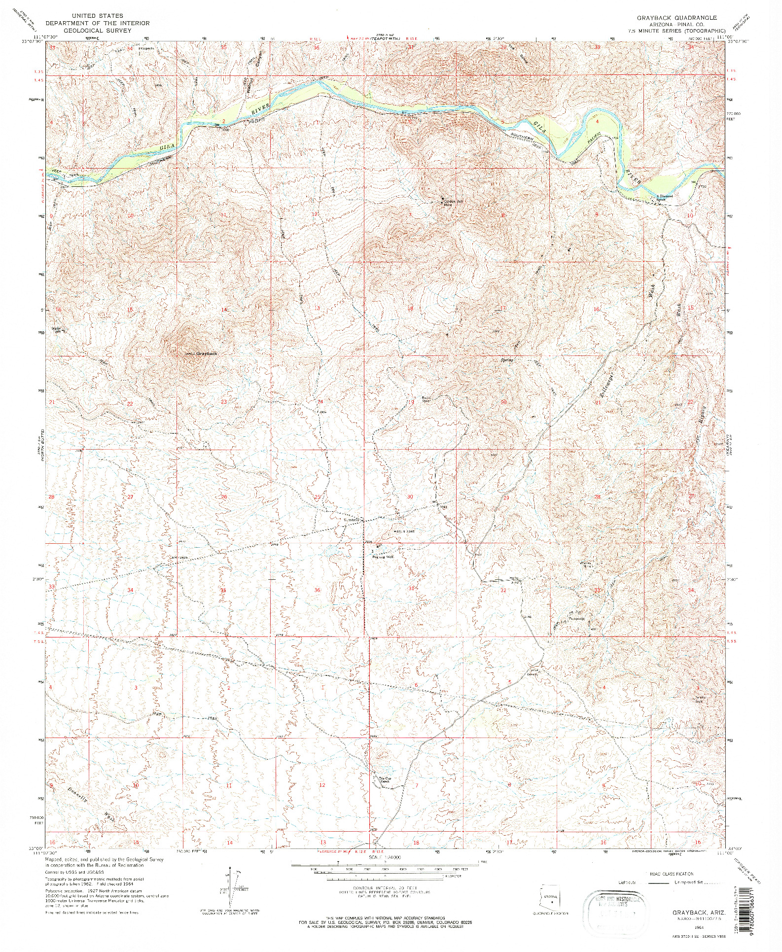 USGS 1:24000-SCALE QUADRANGLE FOR GRAYBACK, AZ 1964