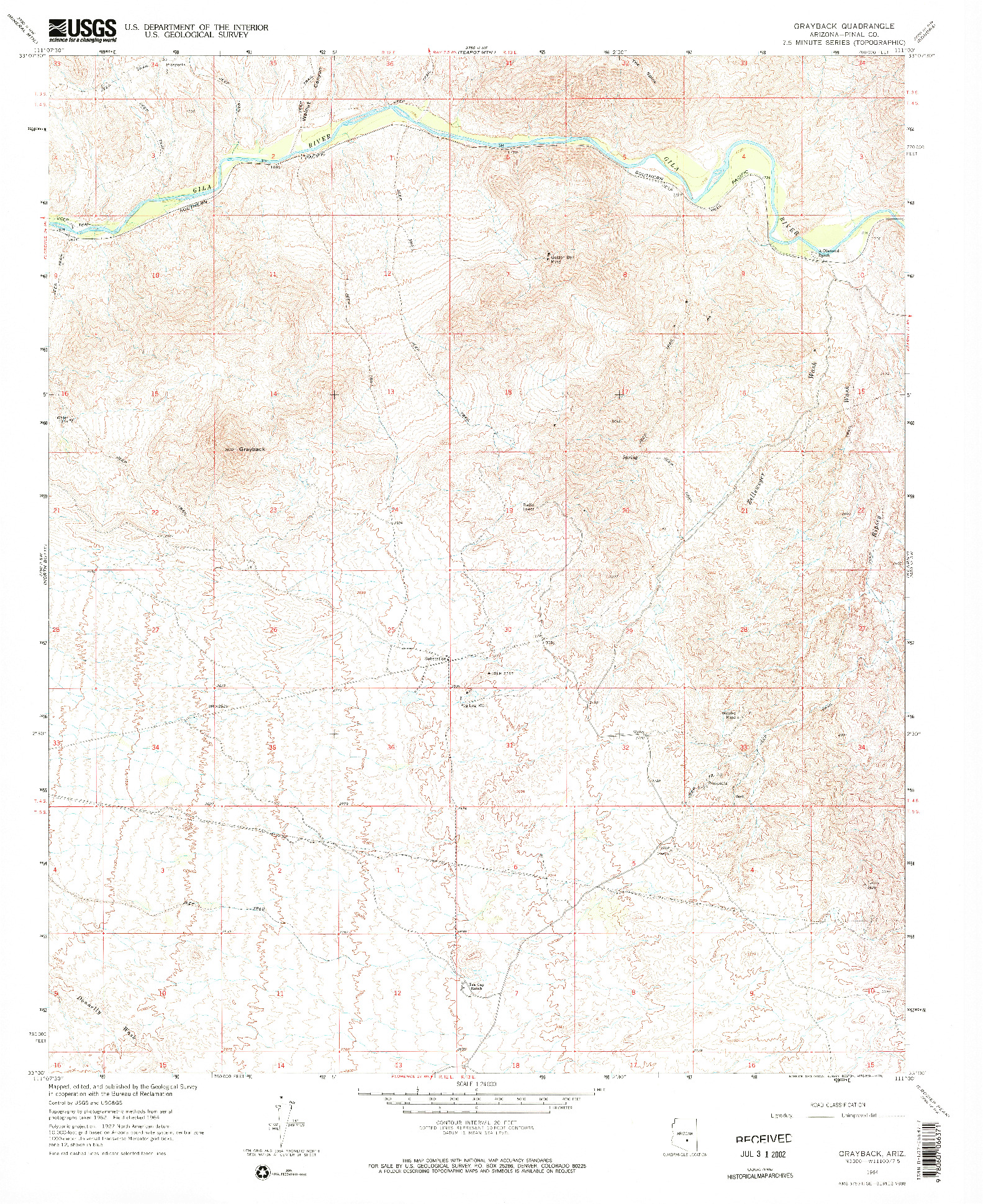 USGS 1:24000-SCALE QUADRANGLE FOR GRAYBACK, AZ 1964