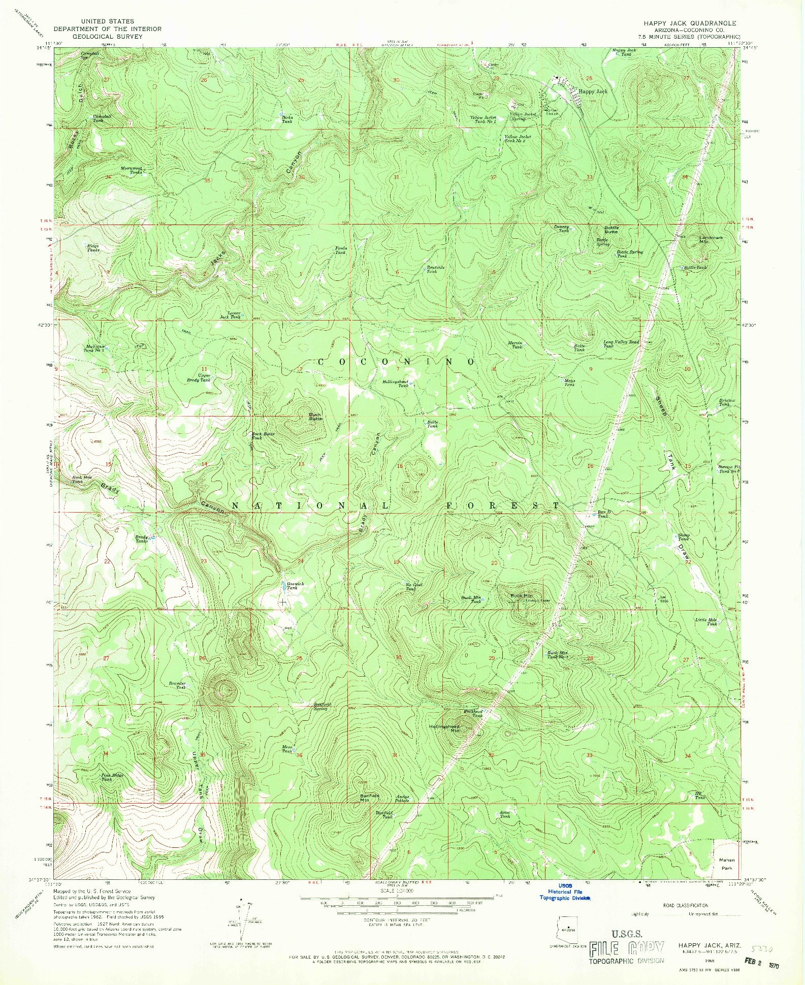 USGS 1:24000-SCALE QUADRANGLE FOR HAPPY JACK, AZ 1965