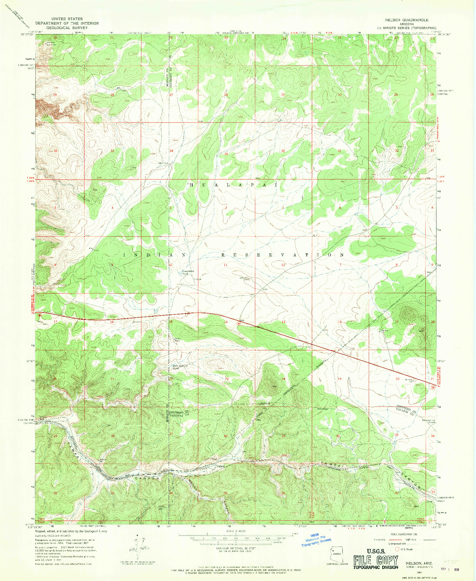 USGS 1:24000-SCALE QUADRANGLE FOR NELSON, AZ 1967
