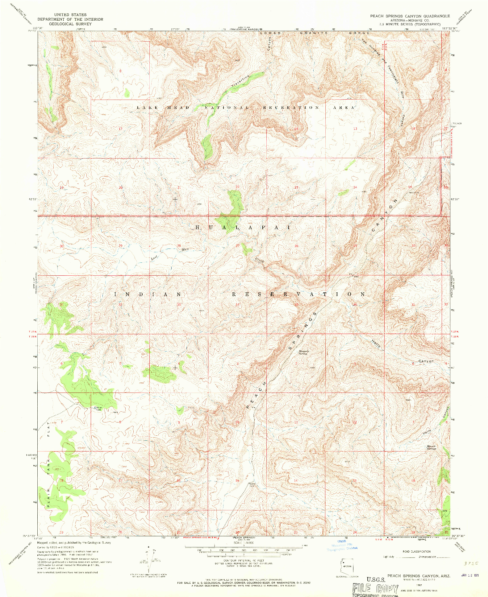 USGS 1:24000-SCALE QUADRANGLE FOR PEACH SPRINGS CANYON, AZ 1967