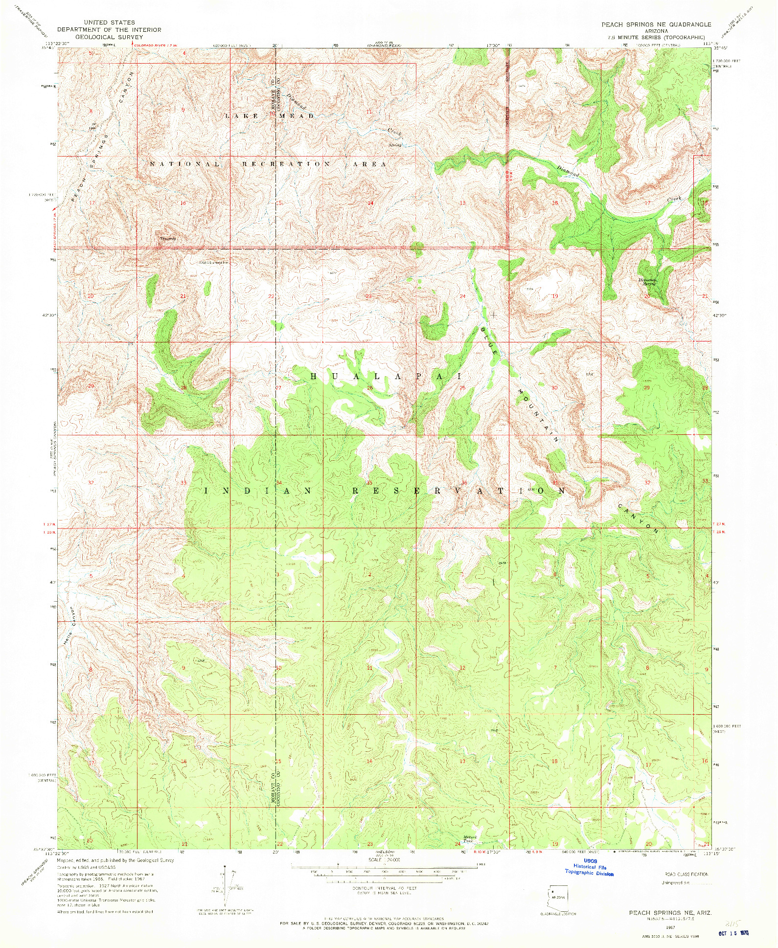 USGS 1:24000-SCALE QUADRANGLE FOR PEACH SPRINGS NE, AZ 1967