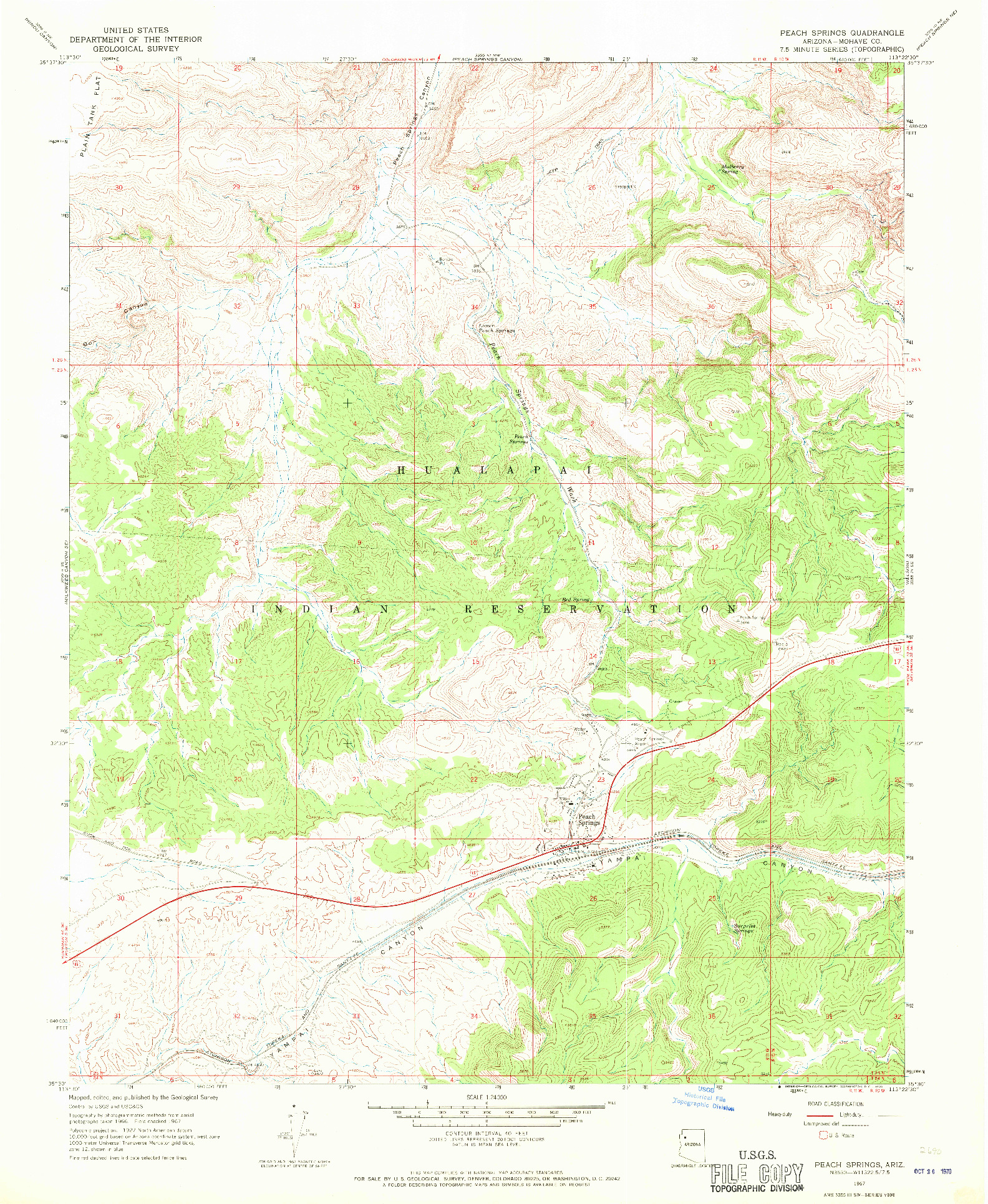 USGS 1:24000-SCALE QUADRANGLE FOR PEACH SPRINGS, AZ 1967