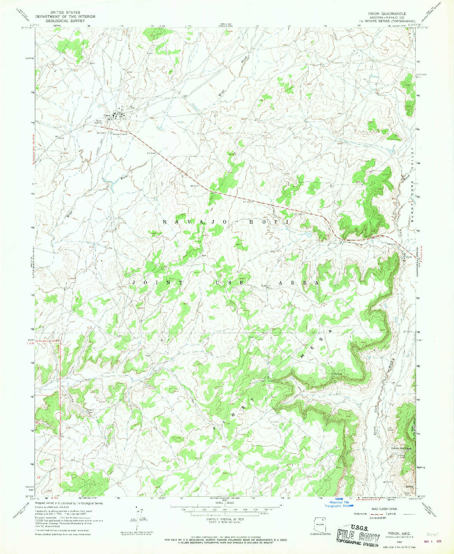 USGS 1:24000-SCALE QUADRANGLE FOR PINON, AZ 1967