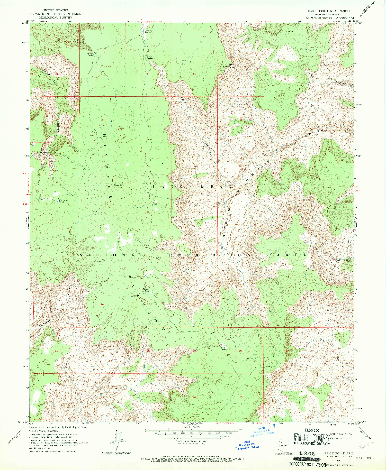 USGS 1:24000-SCALE QUADRANGLE FOR PRICE POINT, AZ 1967