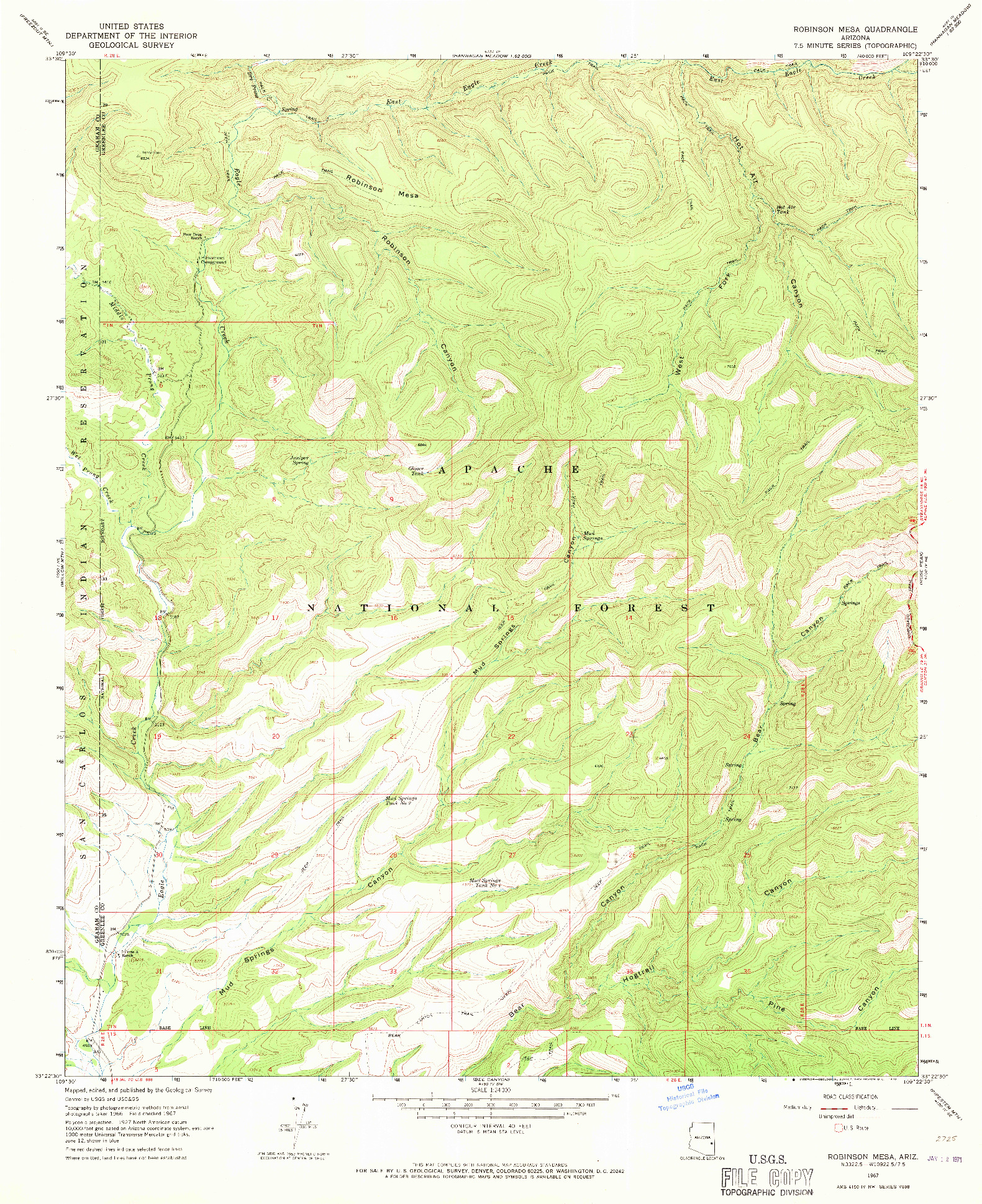 USGS 1:24000-SCALE QUADRANGLE FOR ROBINSON MESA, AZ 1967