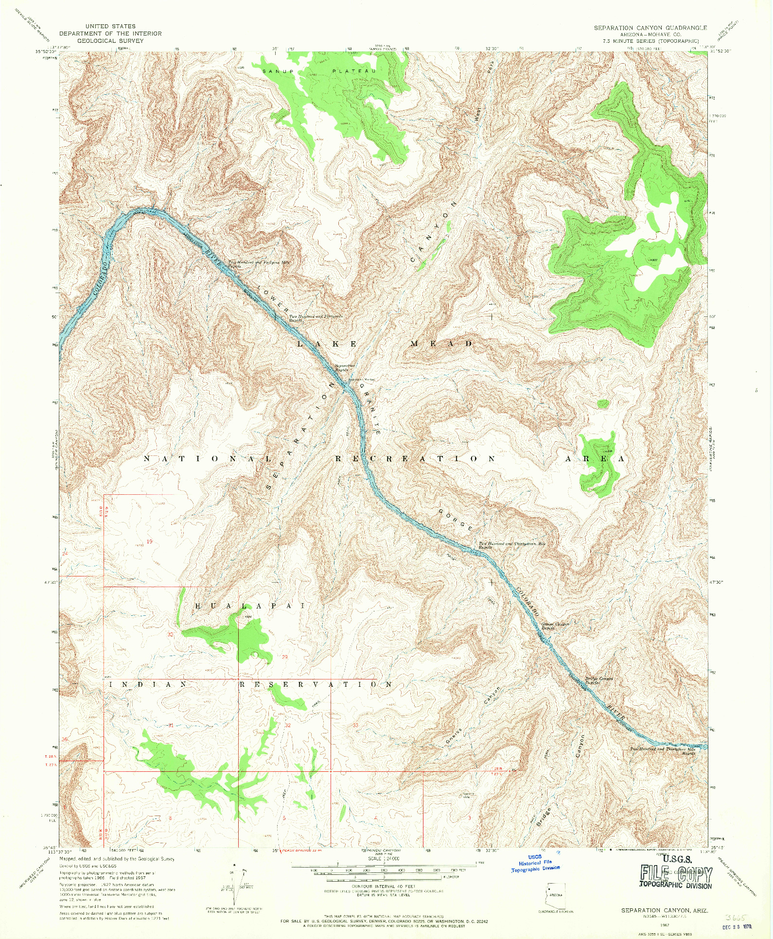 USGS 1:24000-SCALE QUADRANGLE FOR SEPARATION CANYON, AZ 1967