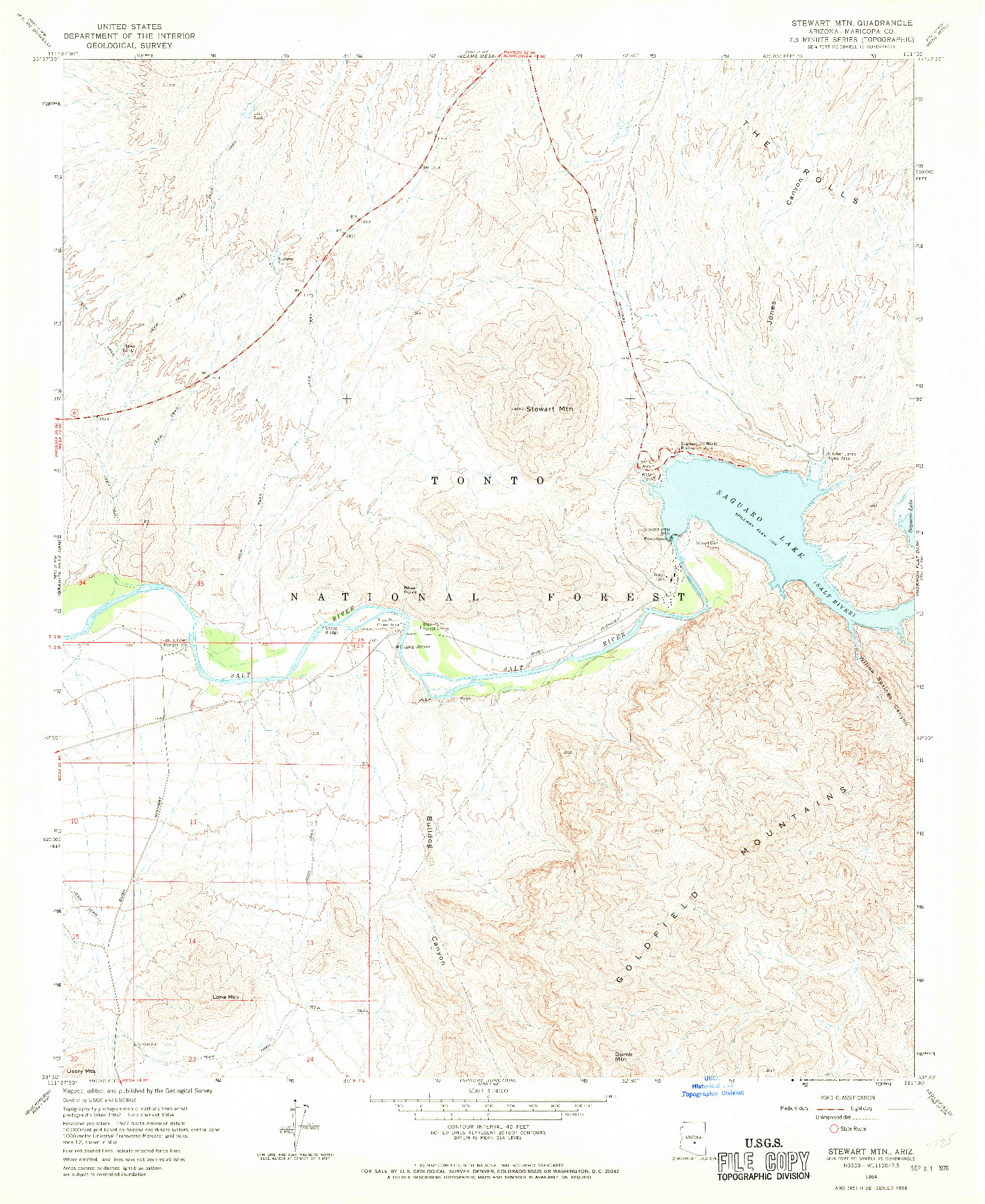 USGS 1:24000-SCALE QUADRANGLE FOR STEWART MTN., AZ 1964