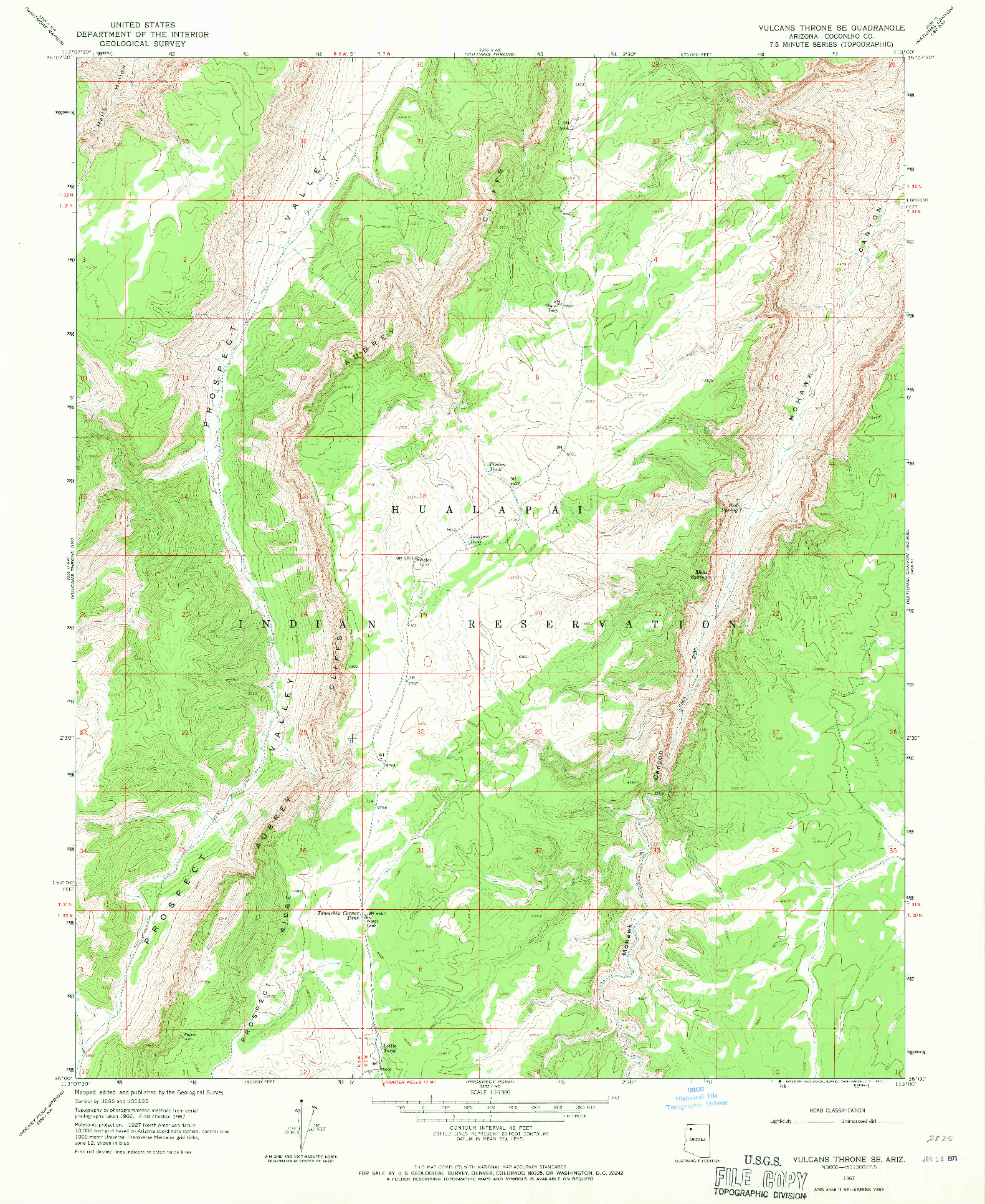 USGS 1:24000-SCALE QUADRANGLE FOR VULCANS THRONE SE, AZ 1967