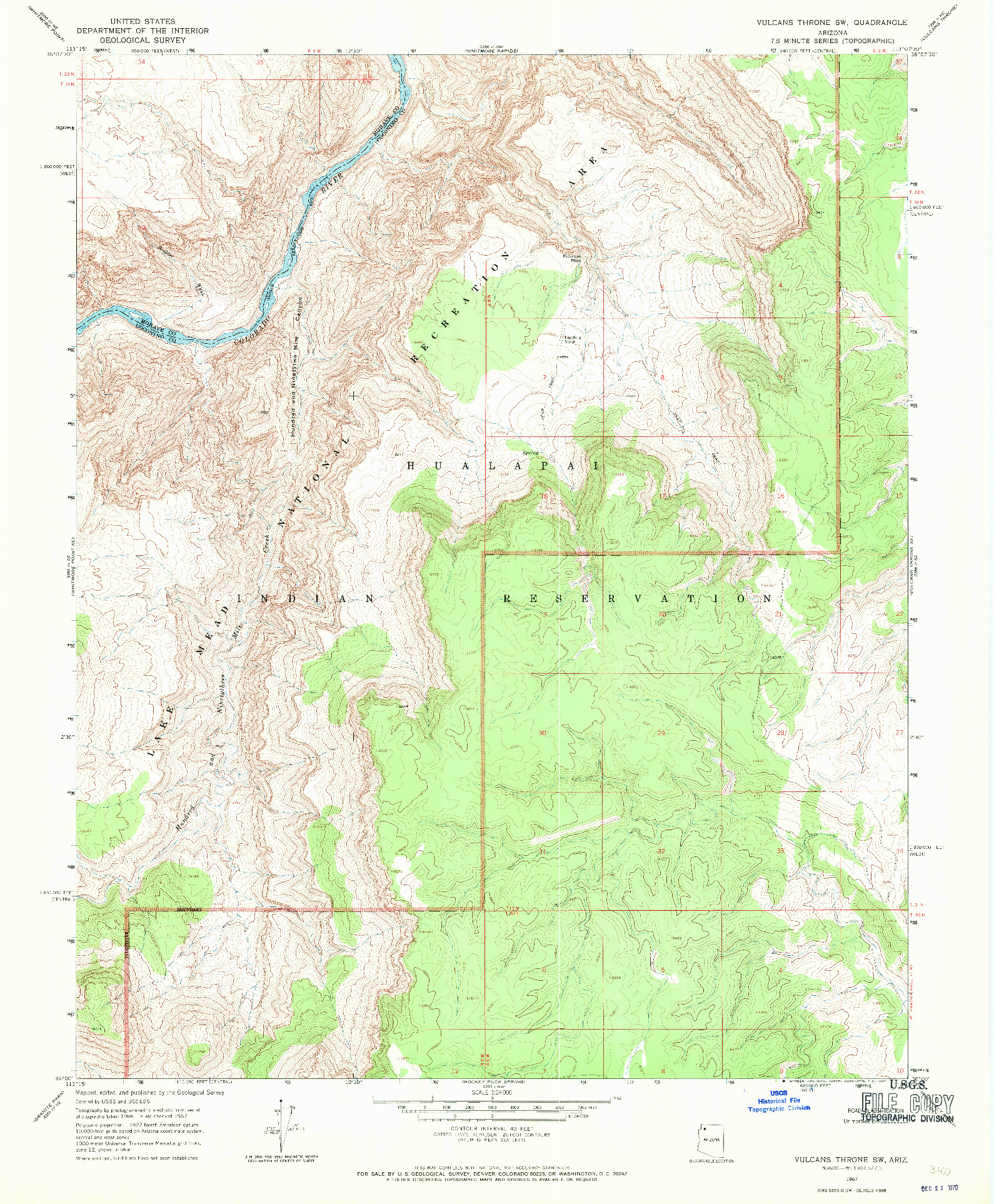 USGS 1:24000-SCALE QUADRANGLE FOR VULCANS THRONE SW, AZ 1967