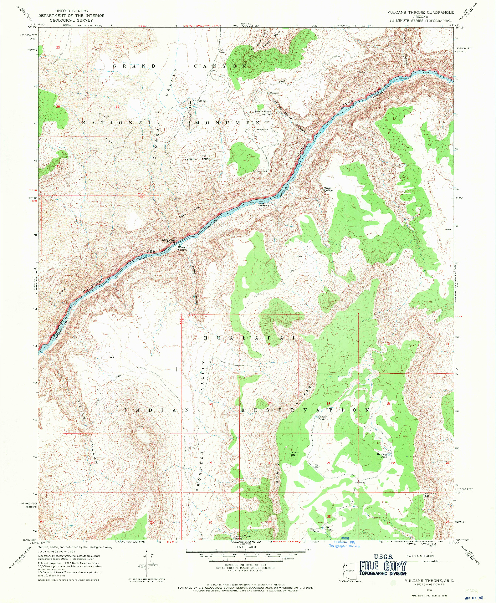 USGS 1:24000-SCALE QUADRANGLE FOR VULCANS THRONE, AZ 1967