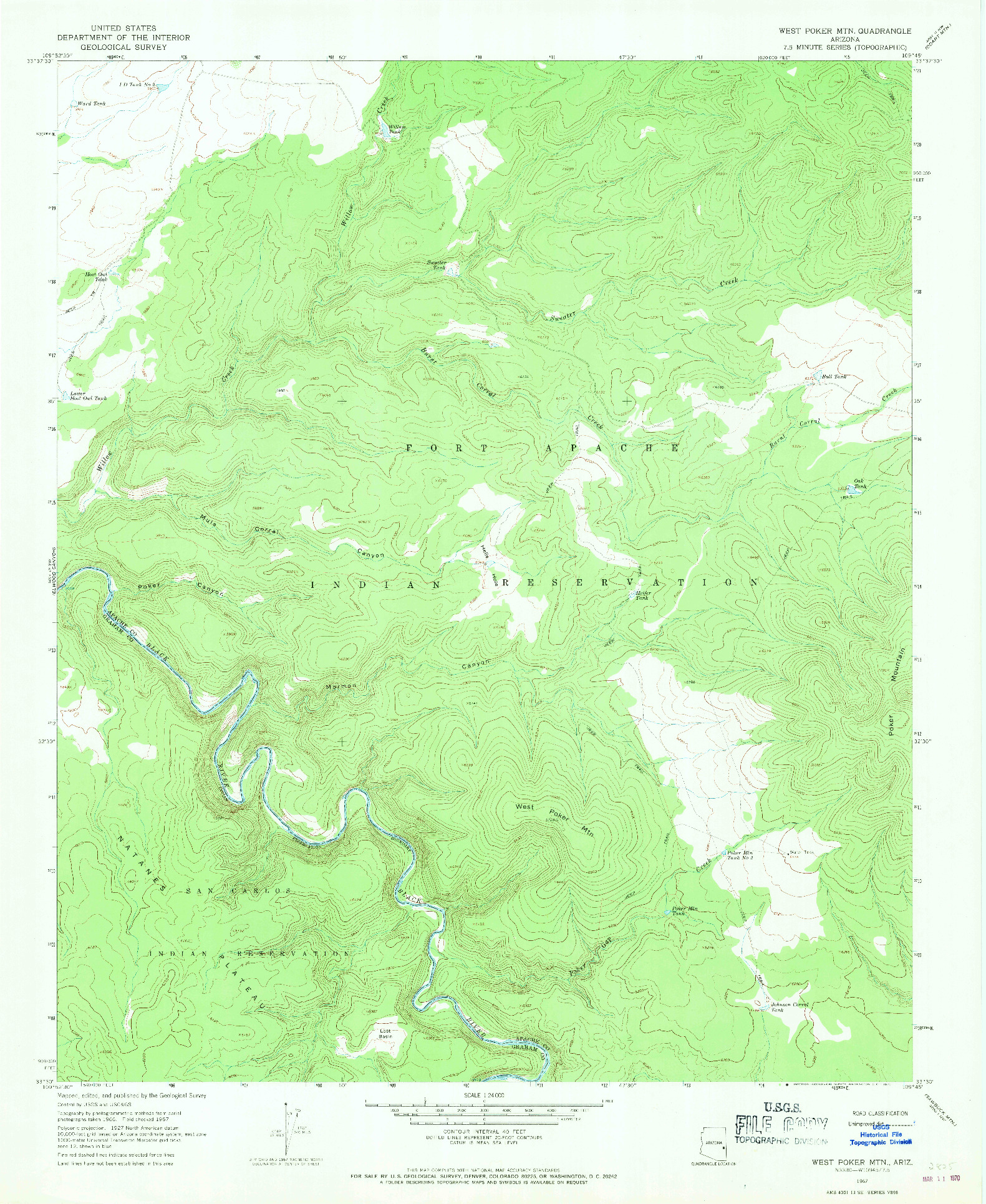 USGS 1:24000-SCALE QUADRANGLE FOR WEST POKER MTN., AZ 1967