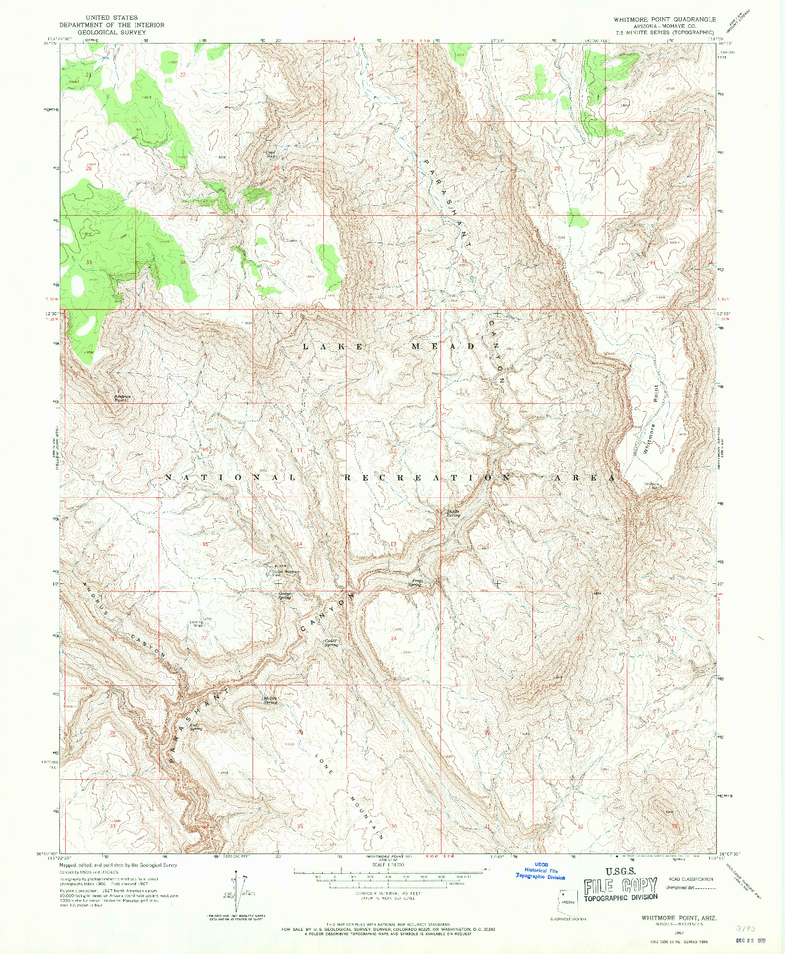 USGS 1:24000-SCALE QUADRANGLE FOR WHITMORE POINT, AZ 1967