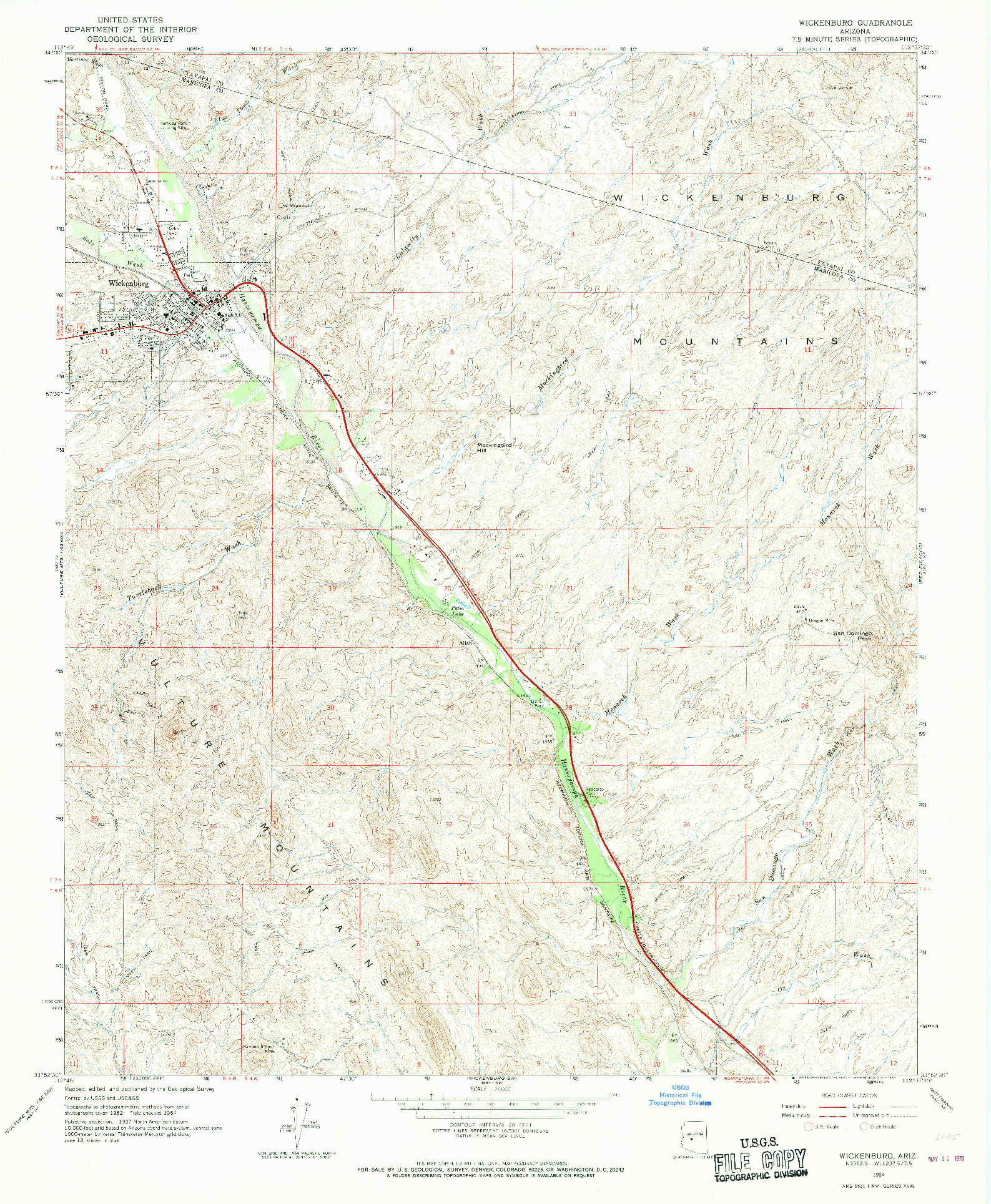 USGS 1:24000-SCALE QUADRANGLE FOR WICKENBURG, AZ 1964