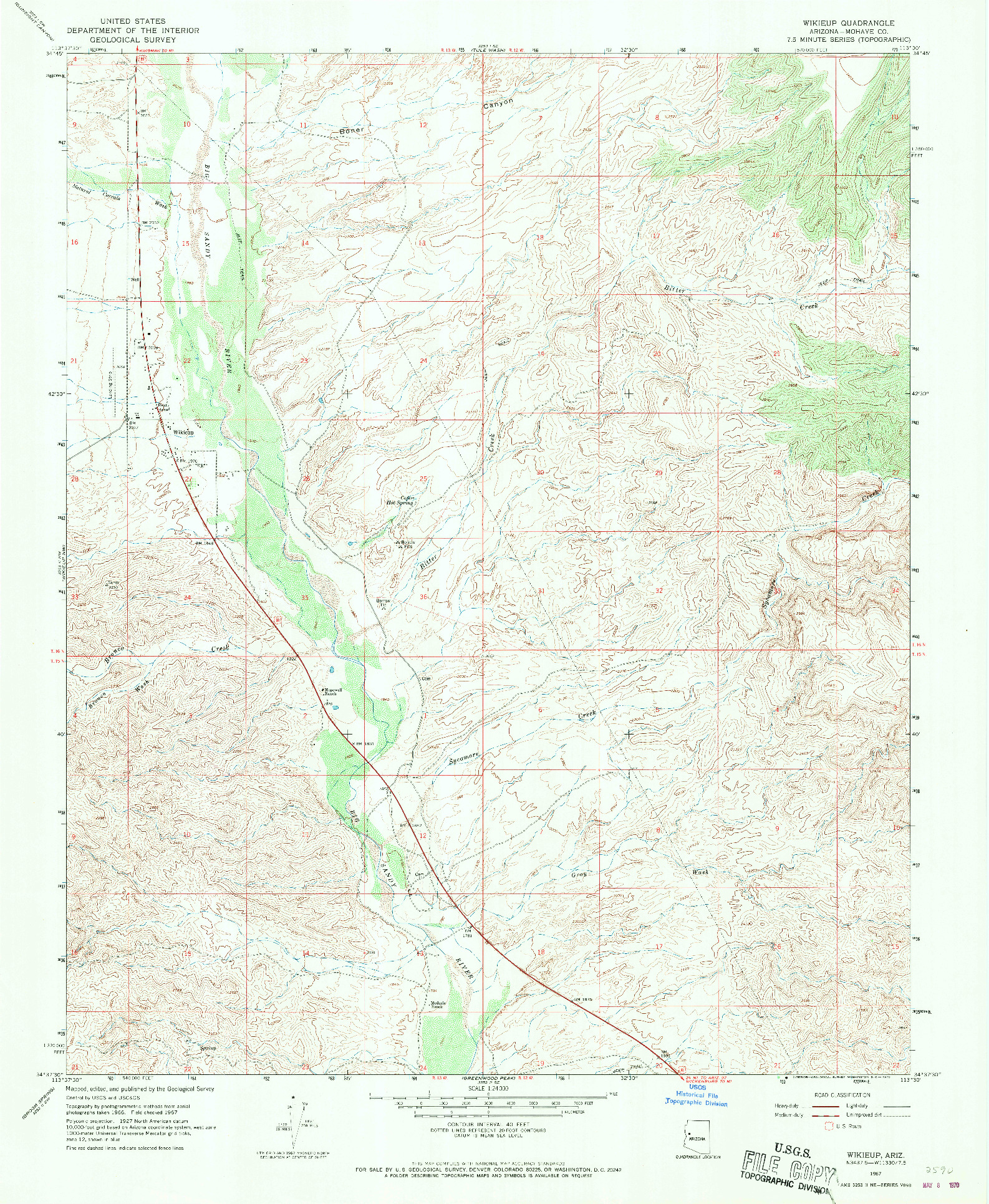 USGS 1:24000-SCALE QUADRANGLE FOR WIKIEUP, AZ 1967