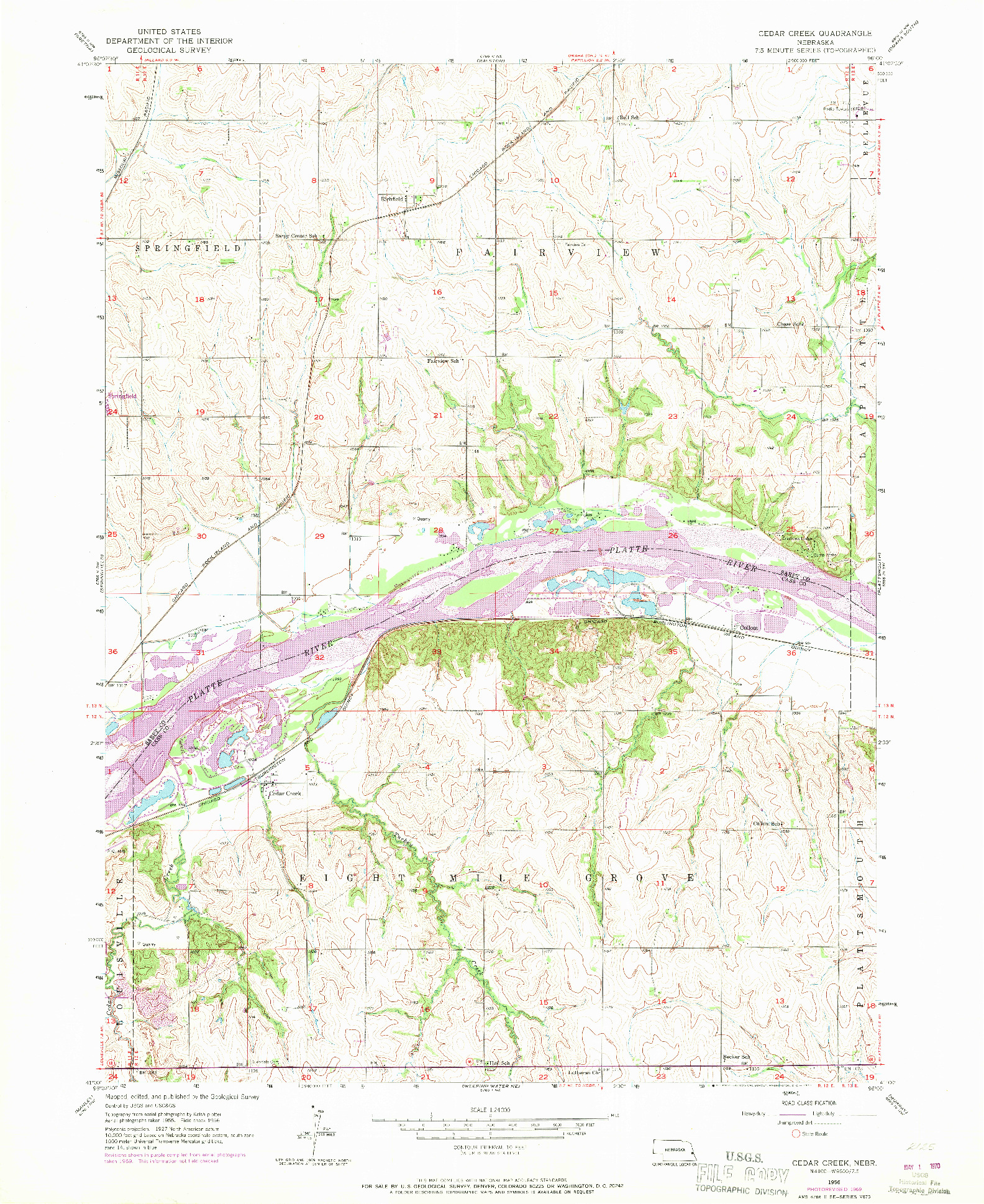 USGS 1:24000-SCALE QUADRANGLE FOR CEDAR CREEK, NE 1956