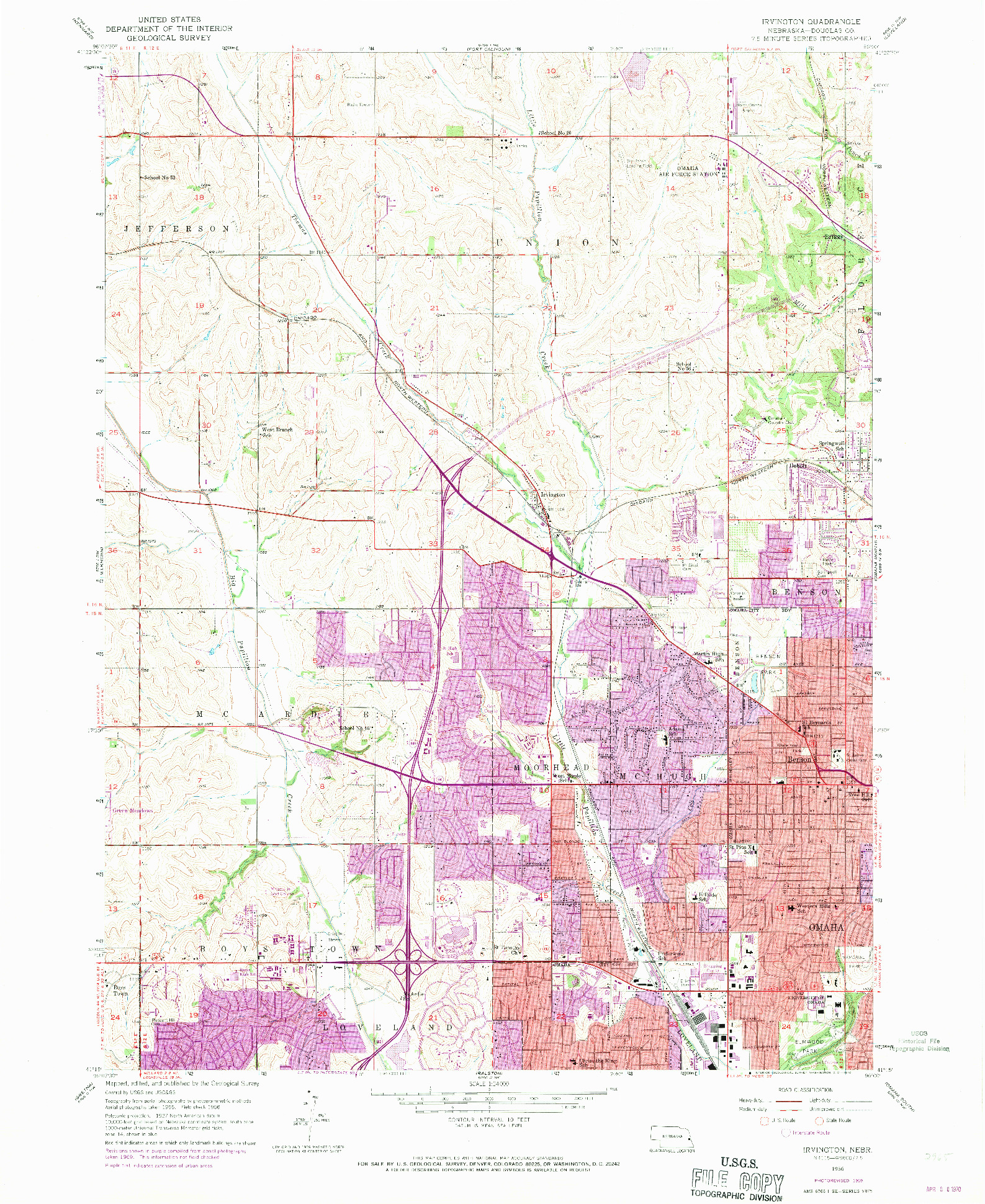 USGS 1:24000-SCALE QUADRANGLE FOR IRVINGTON, NE 1956