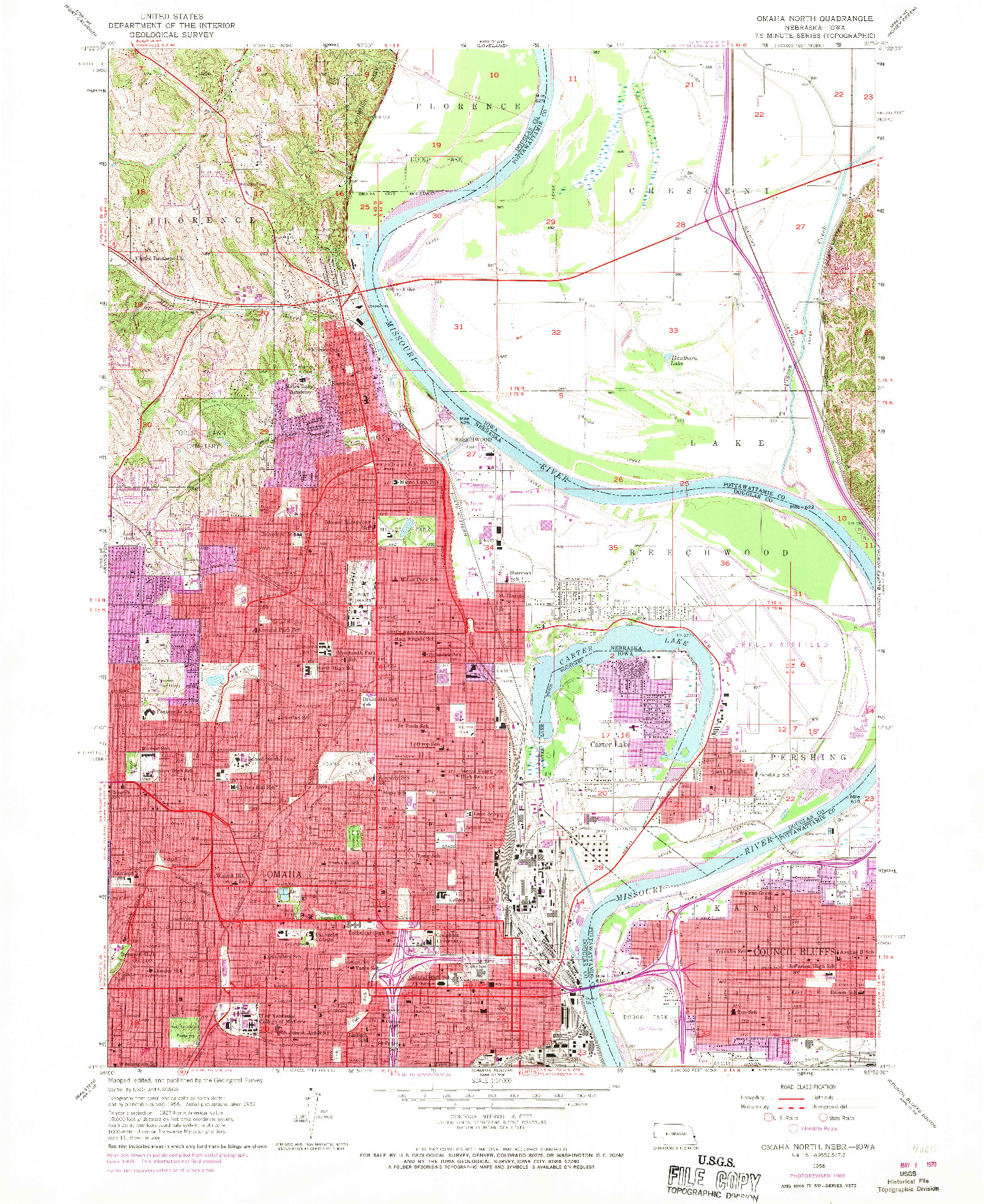 USGS 1:24000-SCALE QUADRANGLE FOR OMAHA NORTH, NE 1956