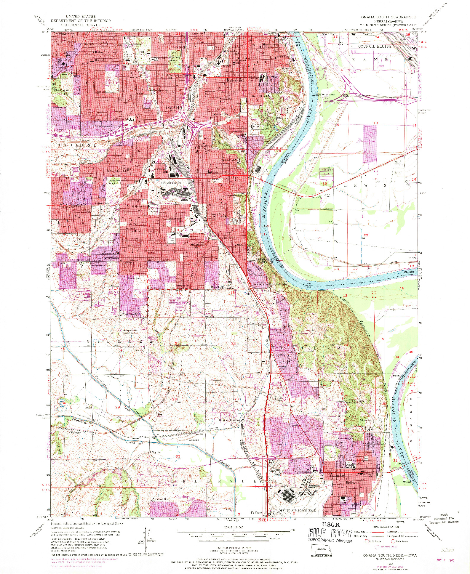 USGS 1:24000-SCALE QUADRANGLE FOR OMAHA SOUTH, NE 1956