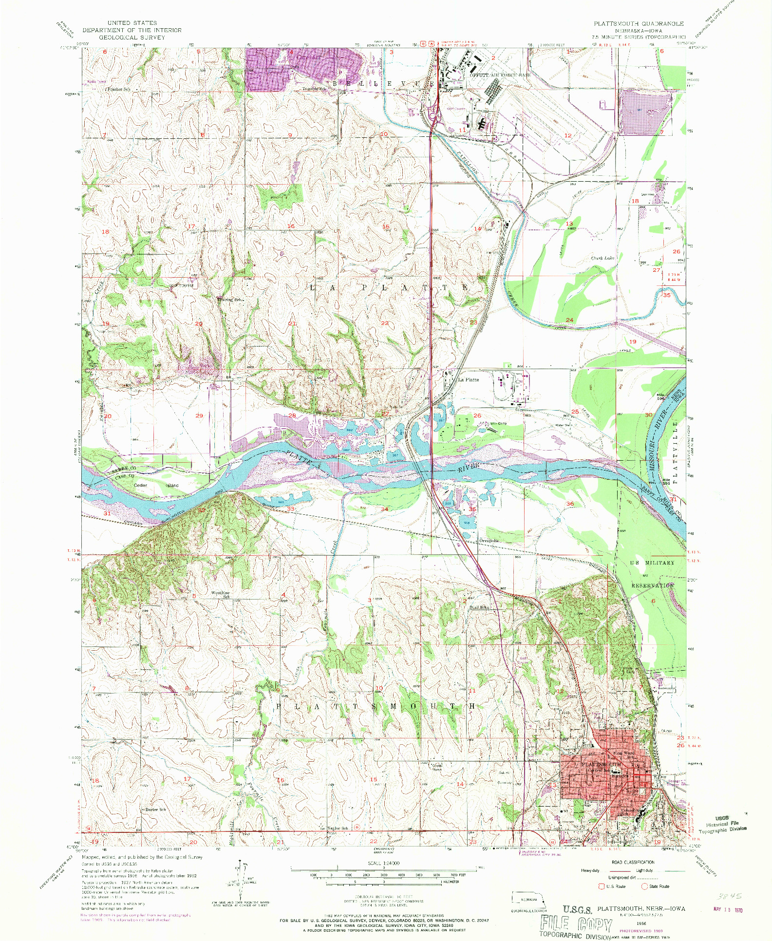 USGS 1:24000-SCALE QUADRANGLE FOR PLATTSMOUTH, NE 1956