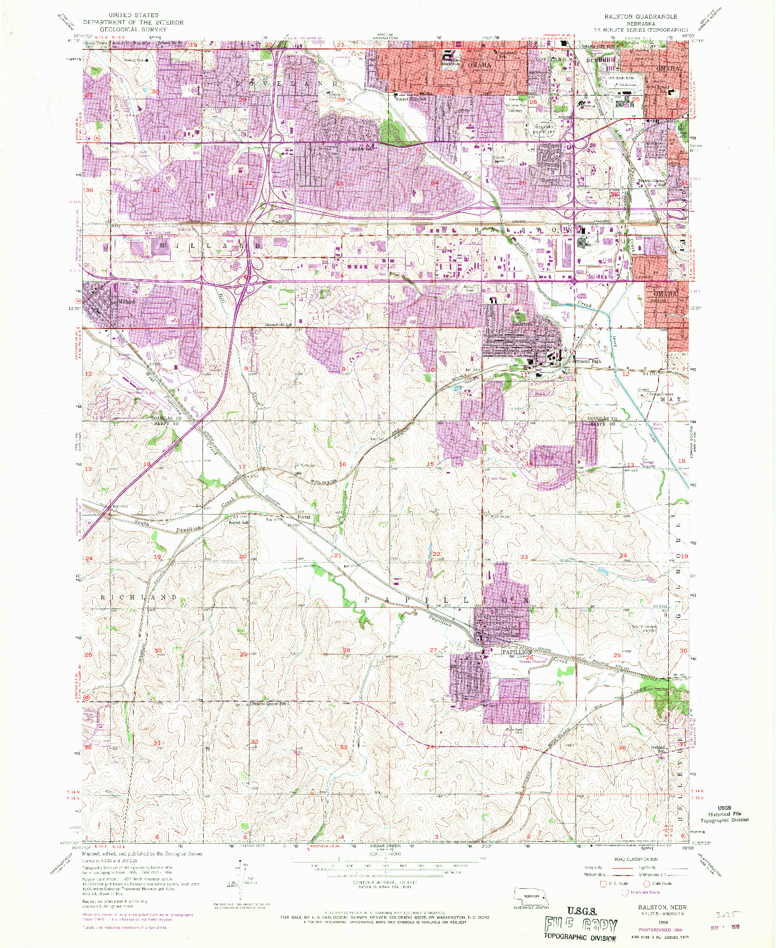 USGS 1:24000-SCALE QUADRANGLE FOR RALSTON, NE 1956