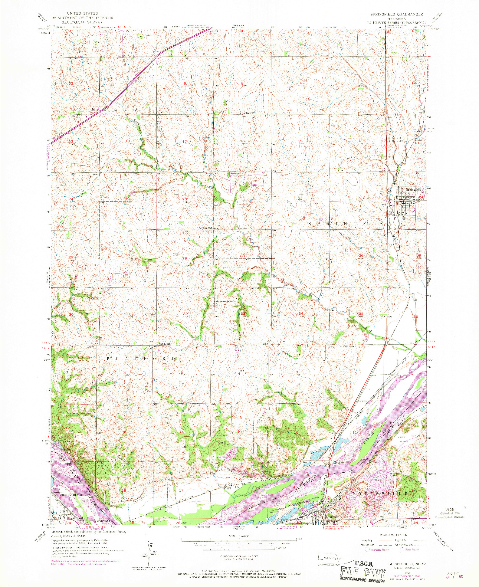 USGS 1:24000-SCALE QUADRANGLE FOR SPRINGFIELD, NE 1956
