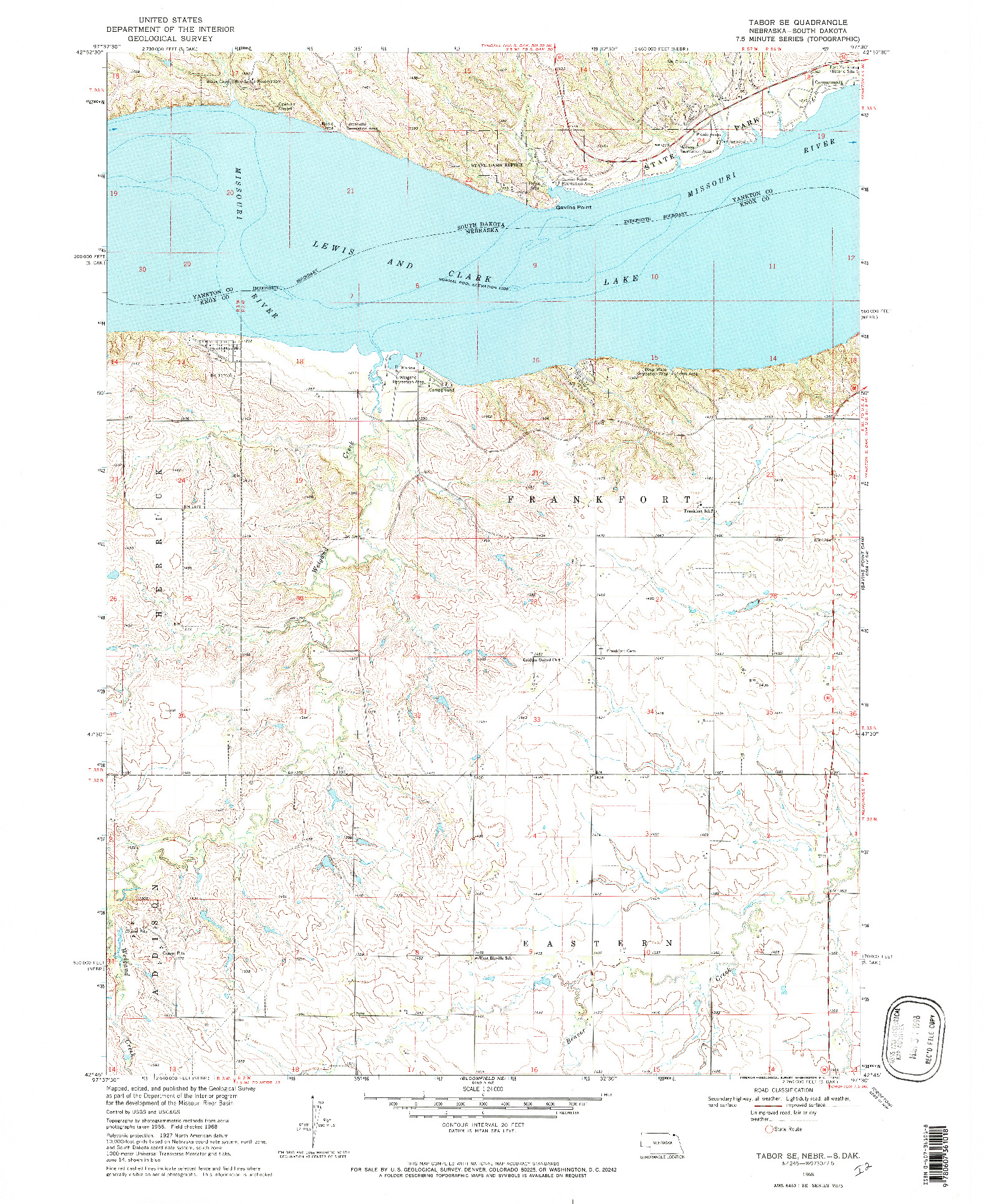 USGS 1:24000-SCALE QUADRANGLE FOR TABOR SE, NE 1968