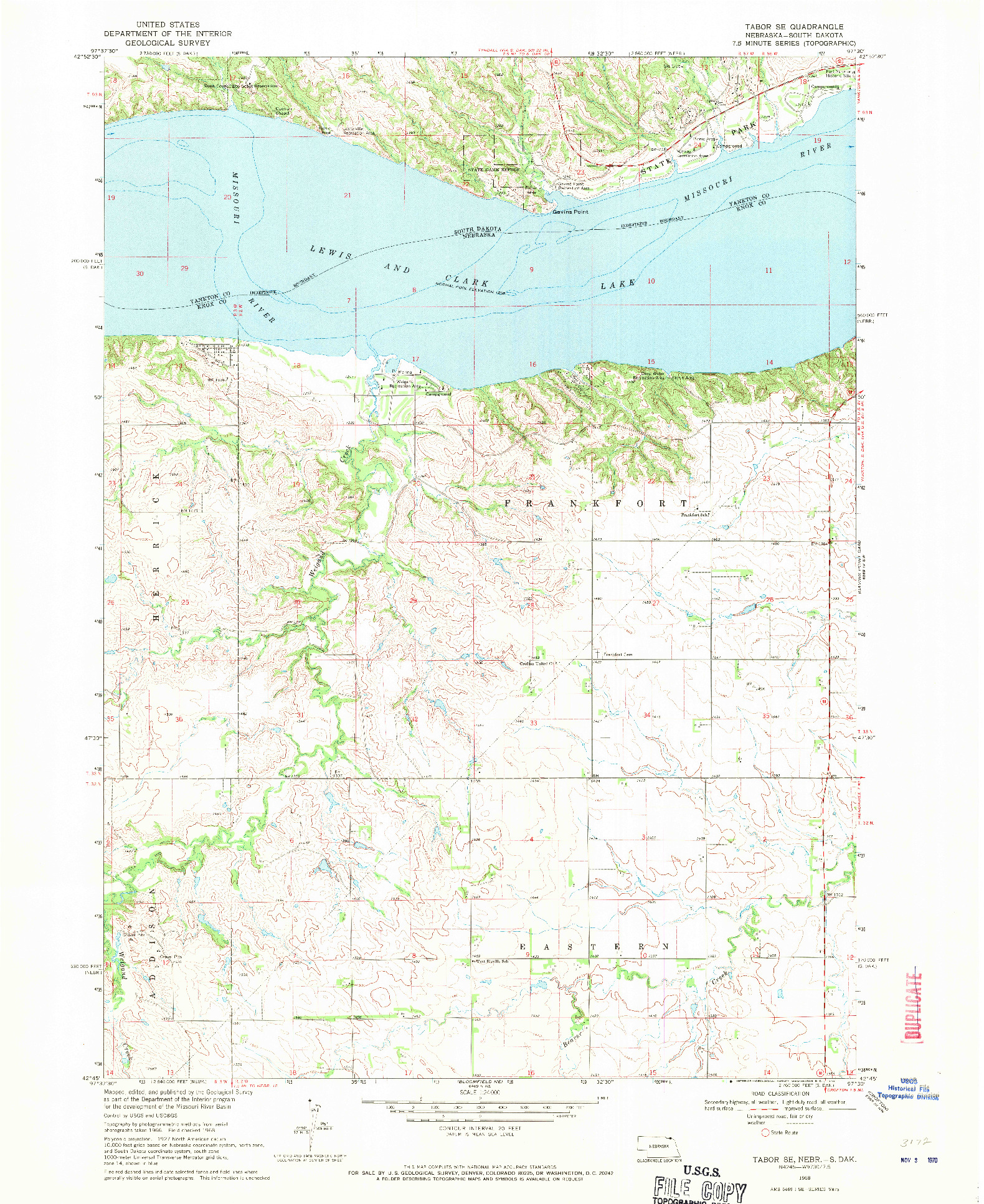 USGS 1:24000-SCALE QUADRANGLE FOR TABOR SE, NE 1968