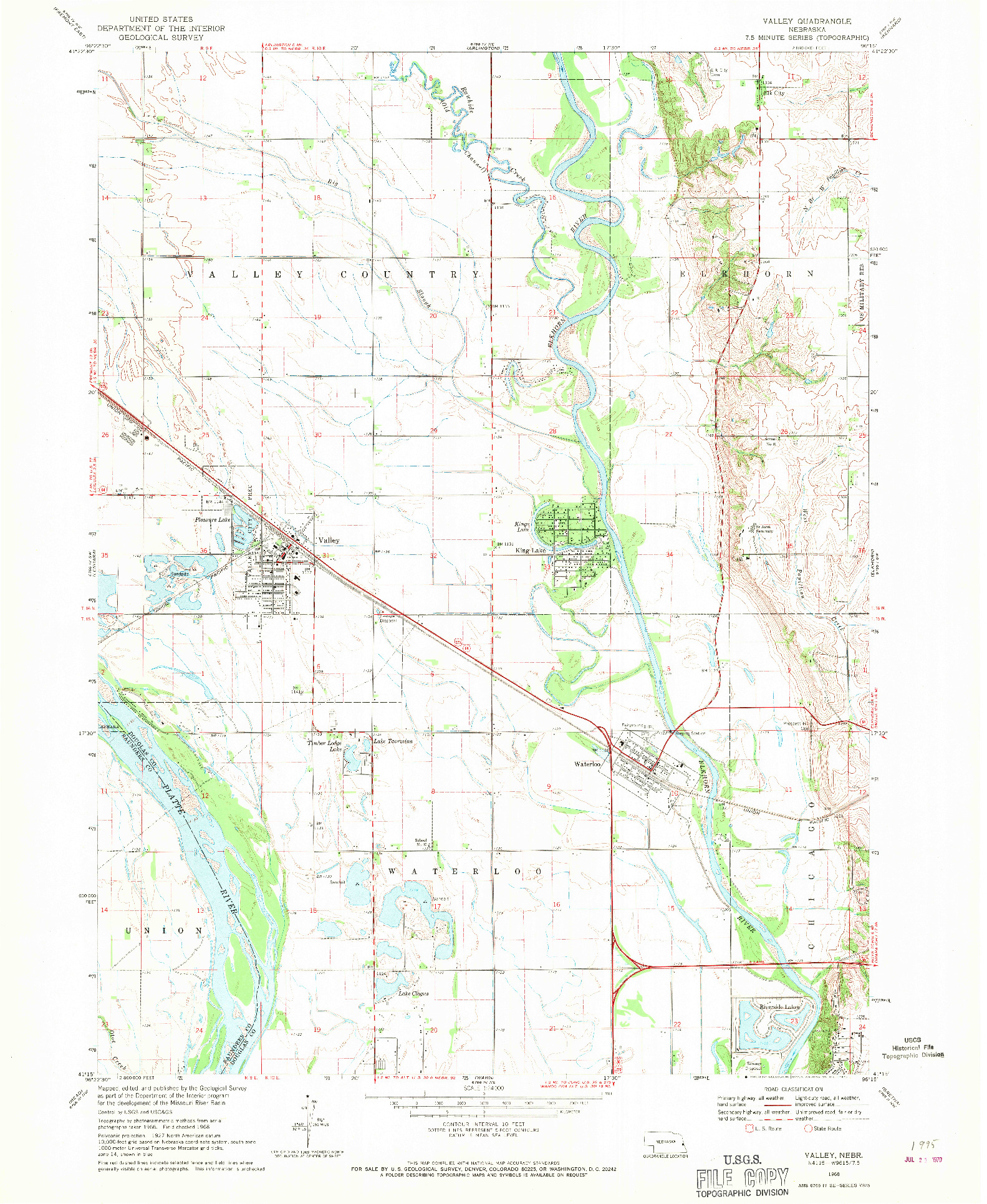 USGS 1:24000-SCALE QUADRANGLE FOR VALLEY, NE 1968