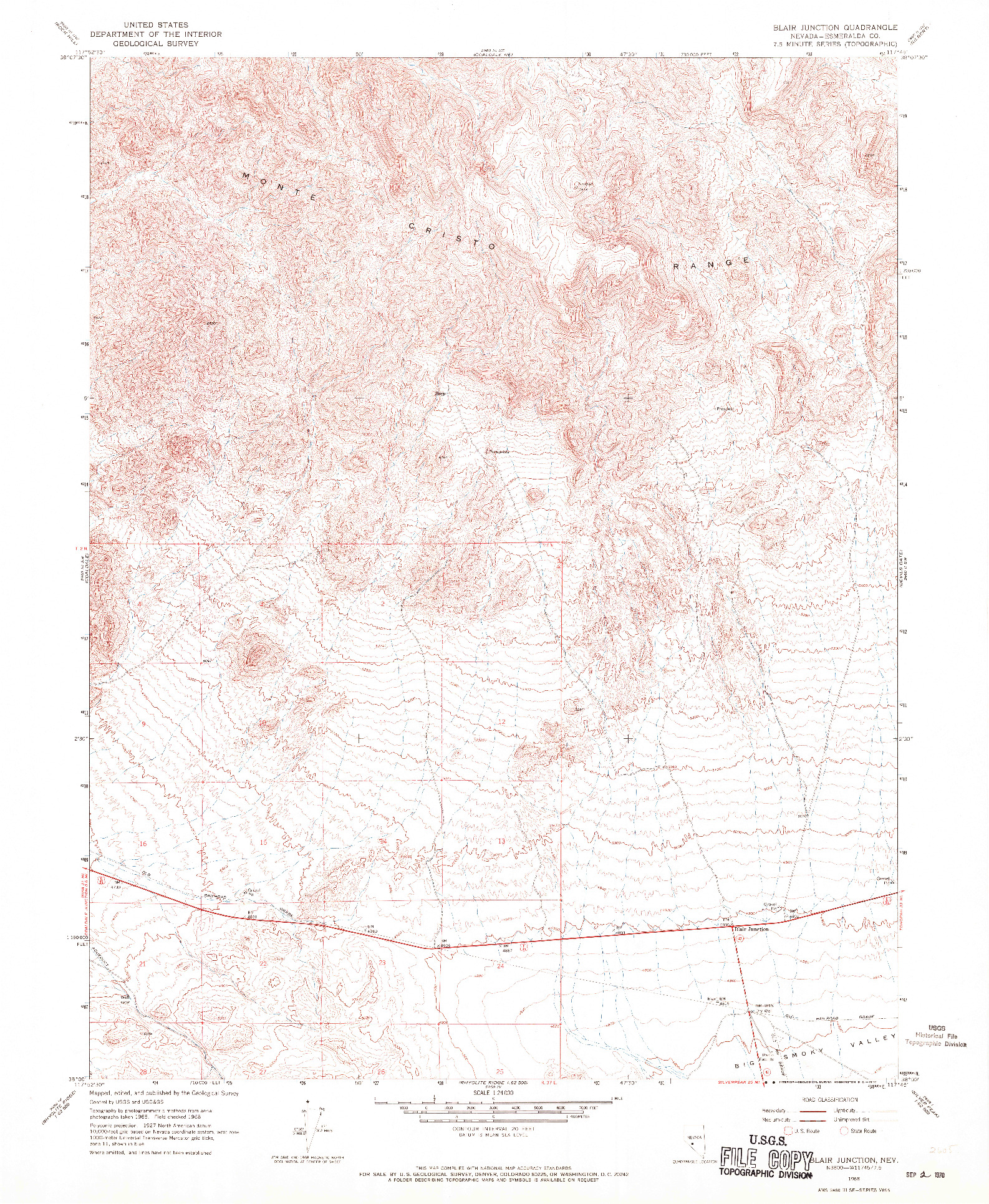 USGS 1:24000-SCALE QUADRANGLE FOR BLAIR JUNCTION, NV 1968