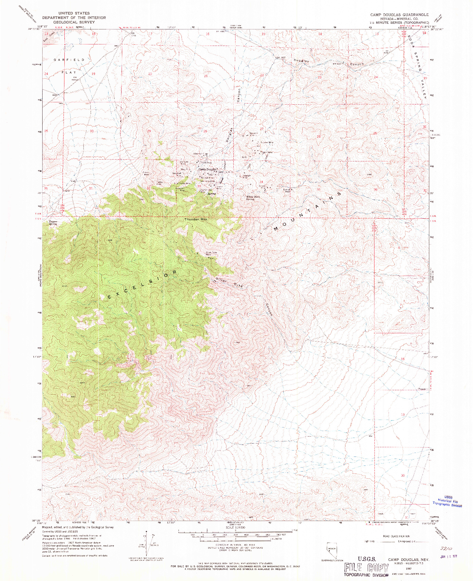 USGS 1:24000-SCALE QUADRANGLE FOR CAMP DOUGLAS, NV 1967