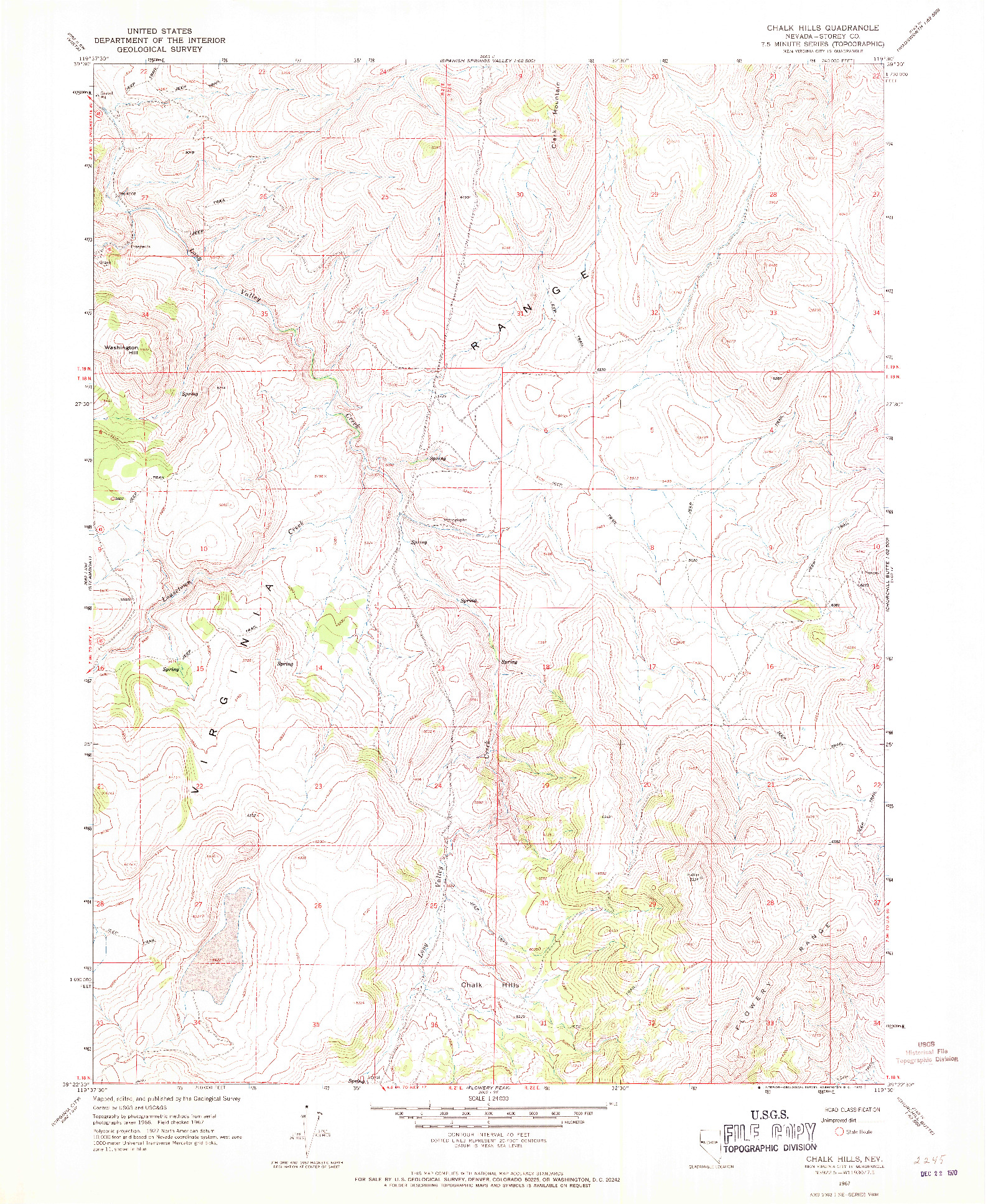 USGS 1:24000-SCALE QUADRANGLE FOR CHALK HILLS, NV 1967