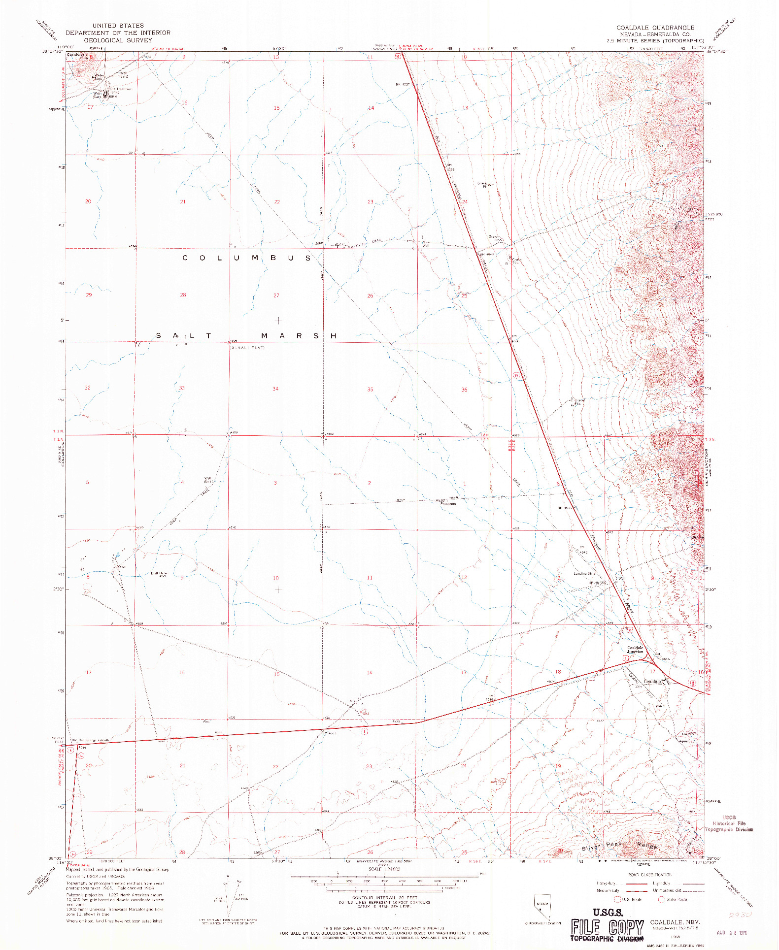 USGS 1:24000-SCALE QUADRANGLE FOR COALDALE, NV 1968