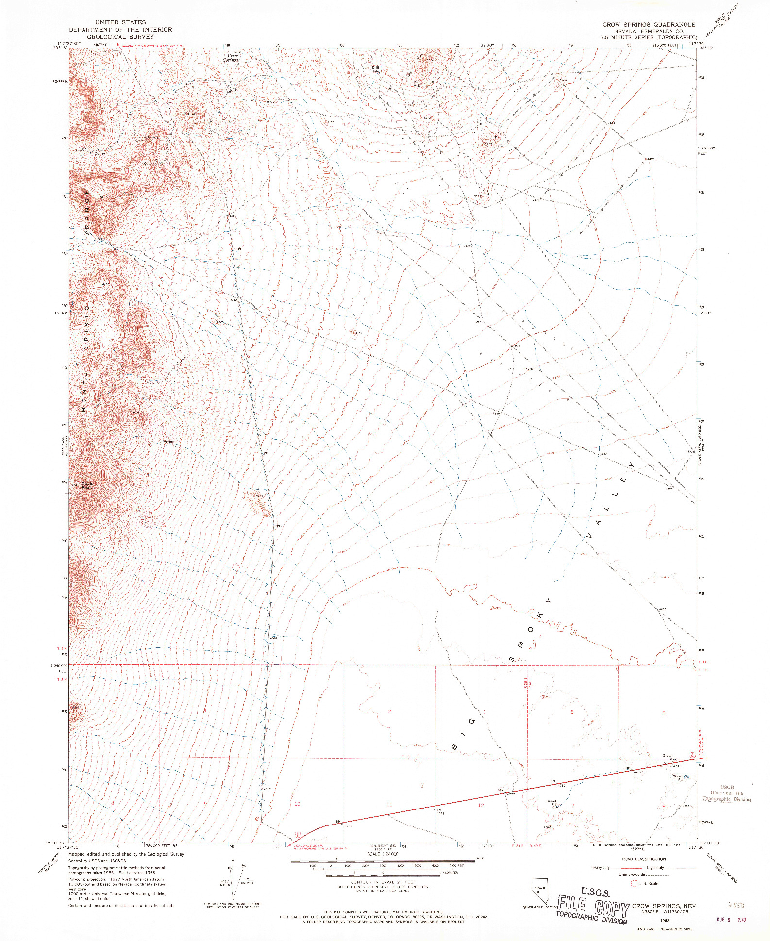 USGS 1:24000-SCALE QUADRANGLE FOR CROW SPRINGS, NV 1968