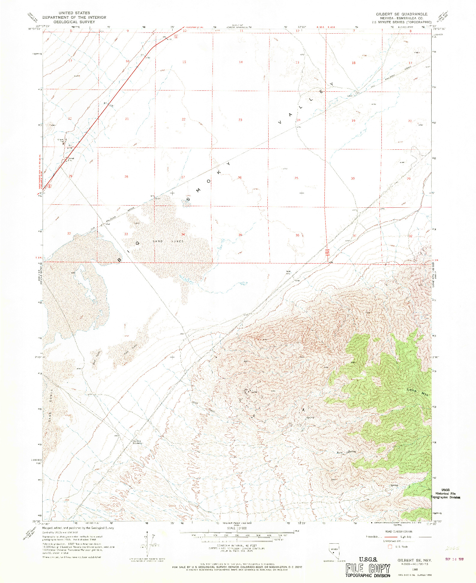 USGS 1:24000-SCALE QUADRANGLE FOR GILBERT SE, NV 1968