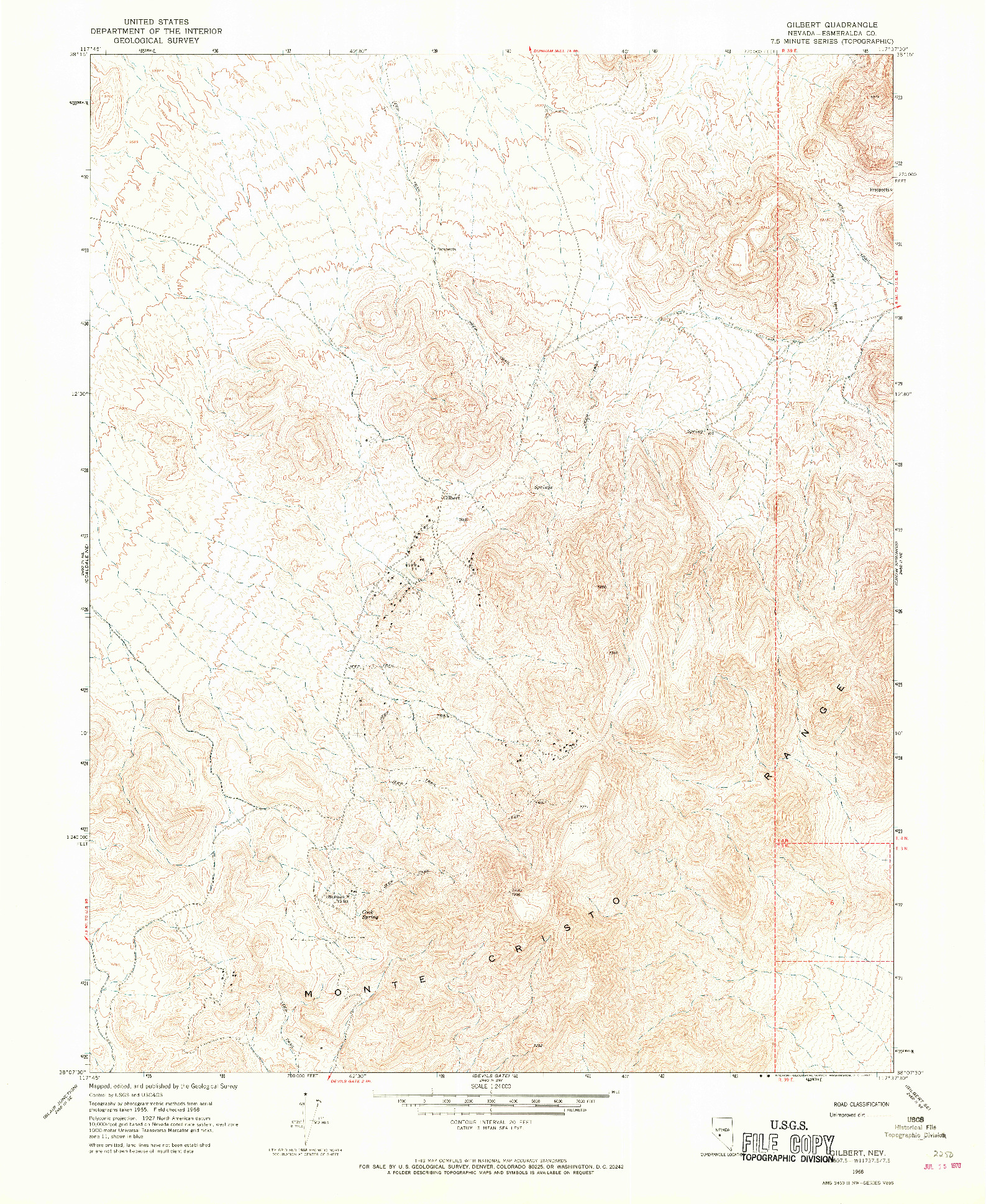 USGS 1:24000-SCALE QUADRANGLE FOR GILBERT, NV 1968