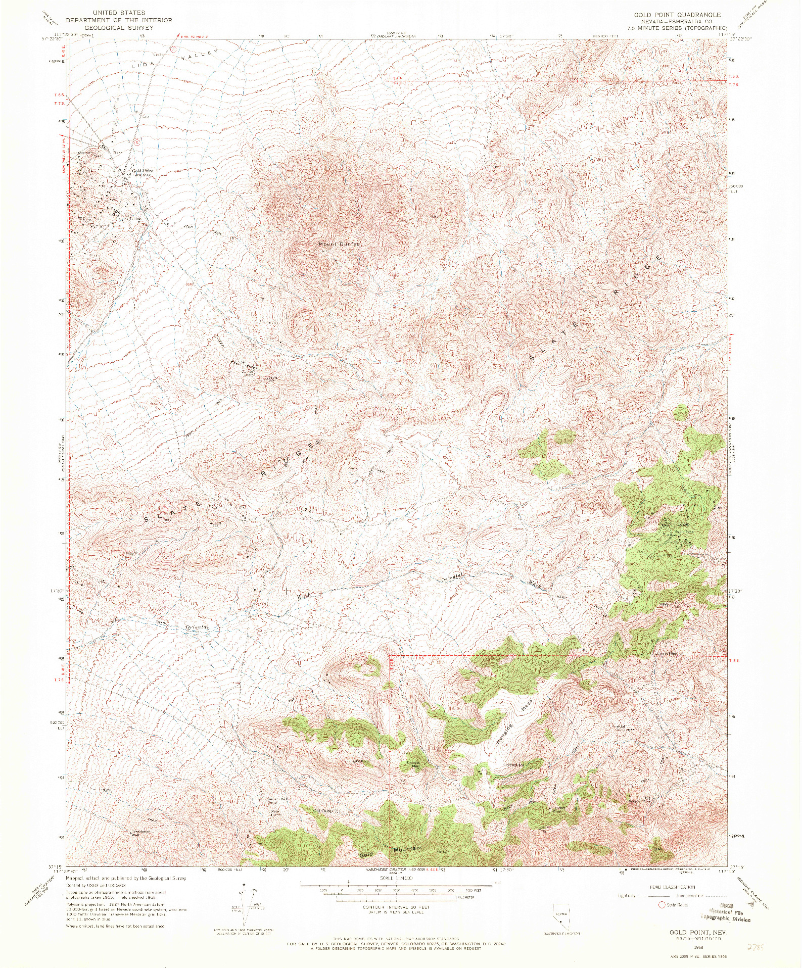 USGS 1:24000-SCALE QUADRANGLE FOR GOLD POINT, NV 1968