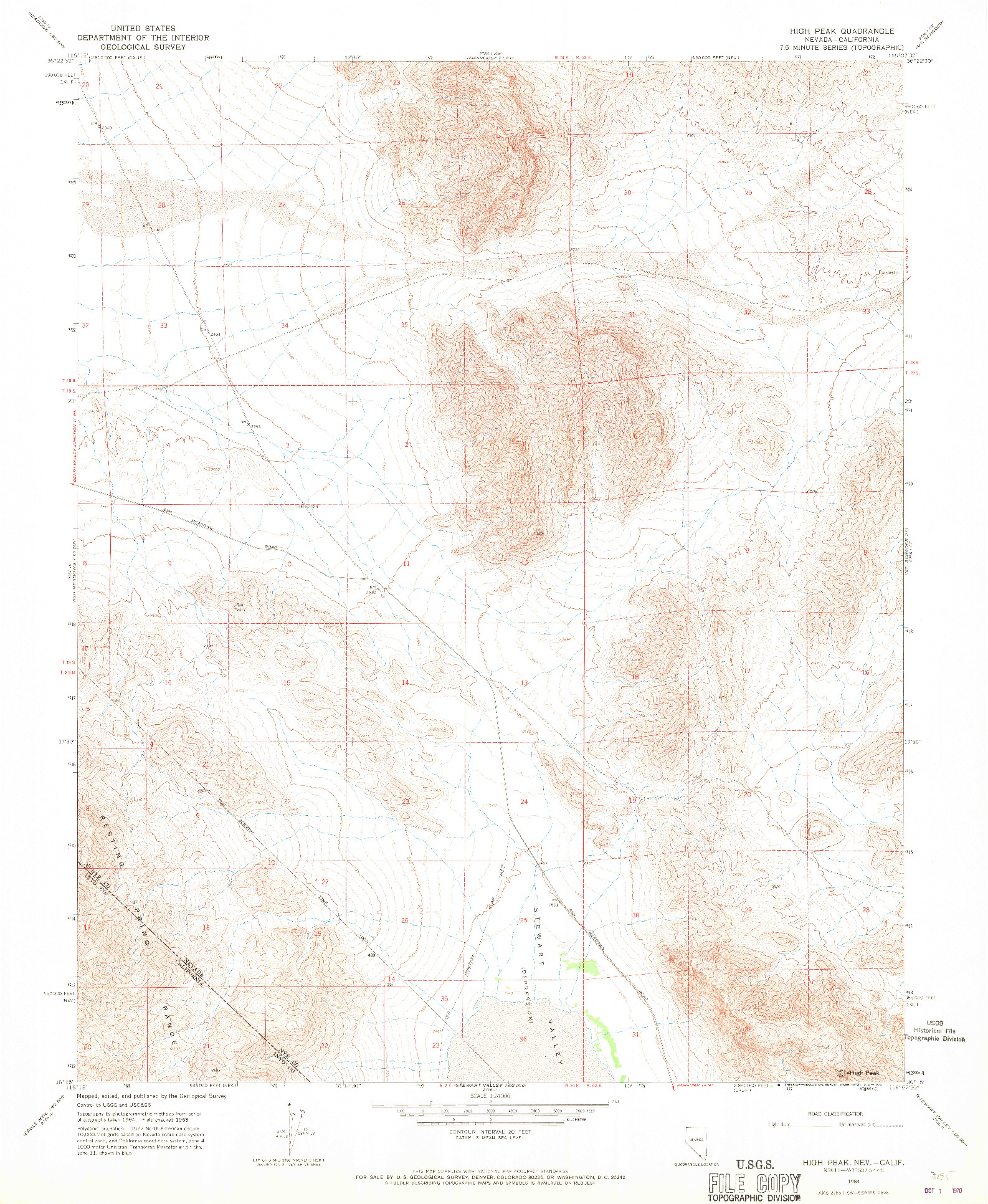 USGS 1:24000-SCALE QUADRANGLE FOR HIGH PEAK, NV 1968