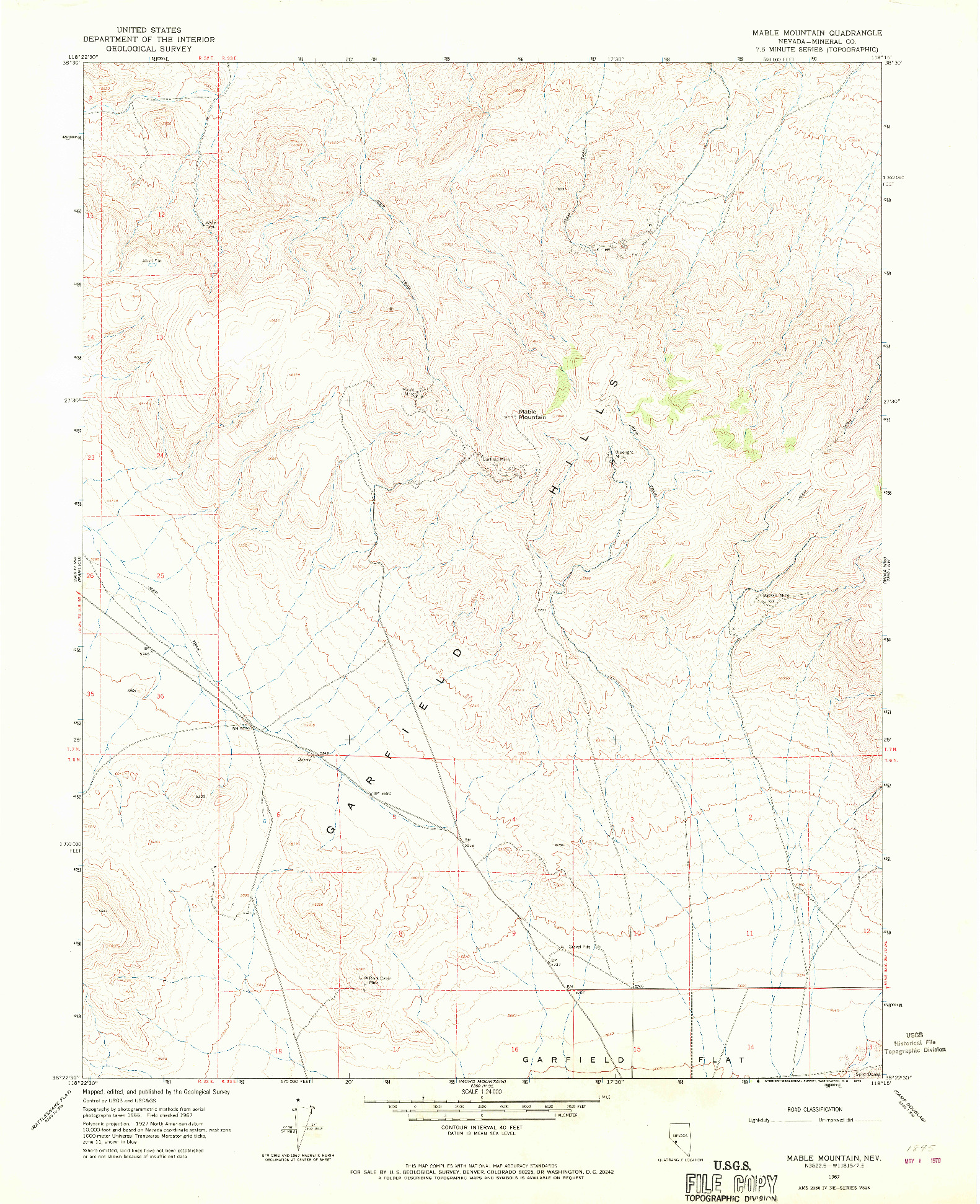 USGS 1:24000-SCALE QUADRANGLE FOR MABLE MOUNTAIN, NV 1967