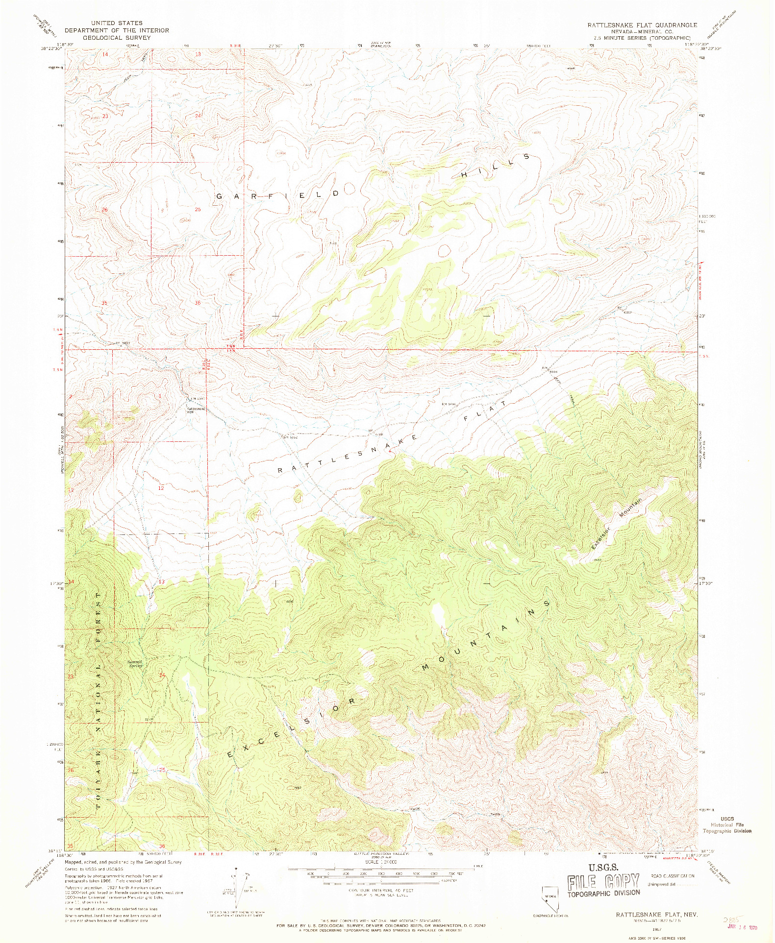 USGS 1:24000-SCALE QUADRANGLE FOR RATTLESNAKE FLAT, NV 1967