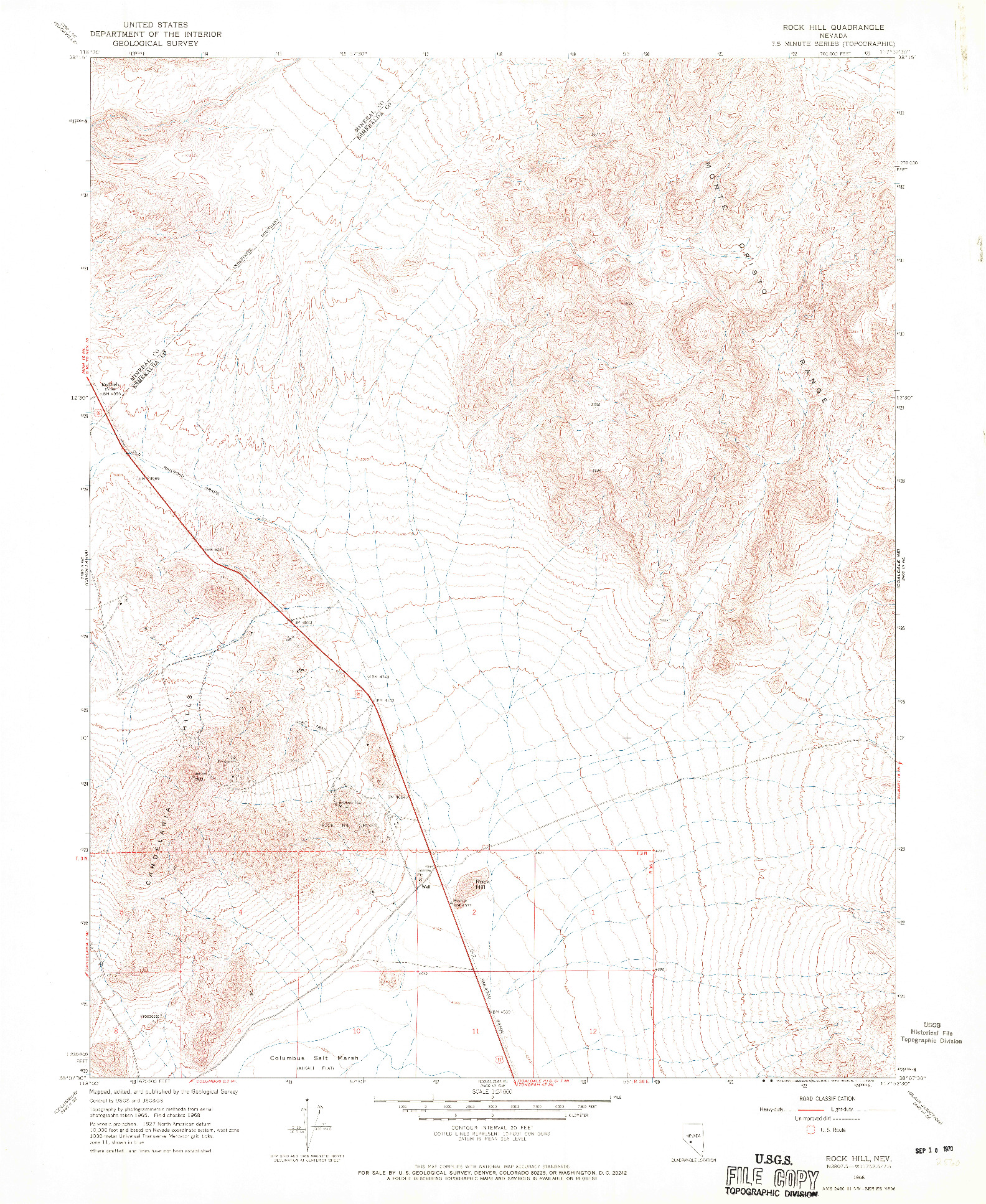 USGS 1:24000-SCALE QUADRANGLE FOR ROCK HILL, NV 1968