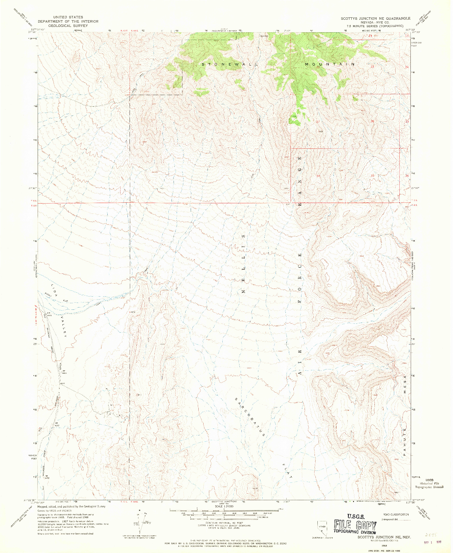 USGS 1:24000-SCALE QUADRANGLE FOR SCOTTYS JUNCTION NE, NV 1968